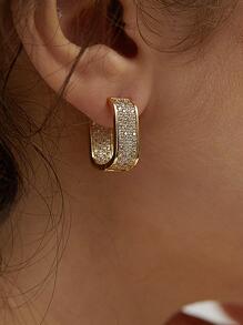 SHEIN PREORDER Shein   1 Pair Glamorous Cubic Zirconia Hoop Earrings For Women For Wedding Anniversary Engagement Party Jewelry Valentine's Day Gift