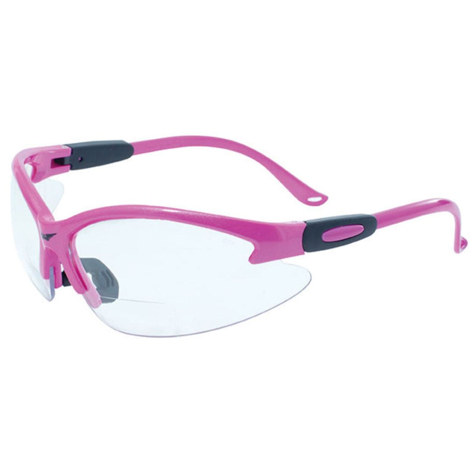 GLOBAL VISION EYEWEAR Cougar Pink Frame +2.5 Clear Anti Fog Bifocal Safety Lenses