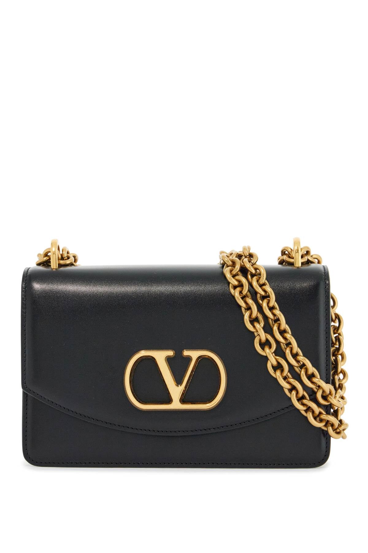 2613 Valentino Garavani Borsa A Spalla Small In Pelle Nera Con Catena Dorata