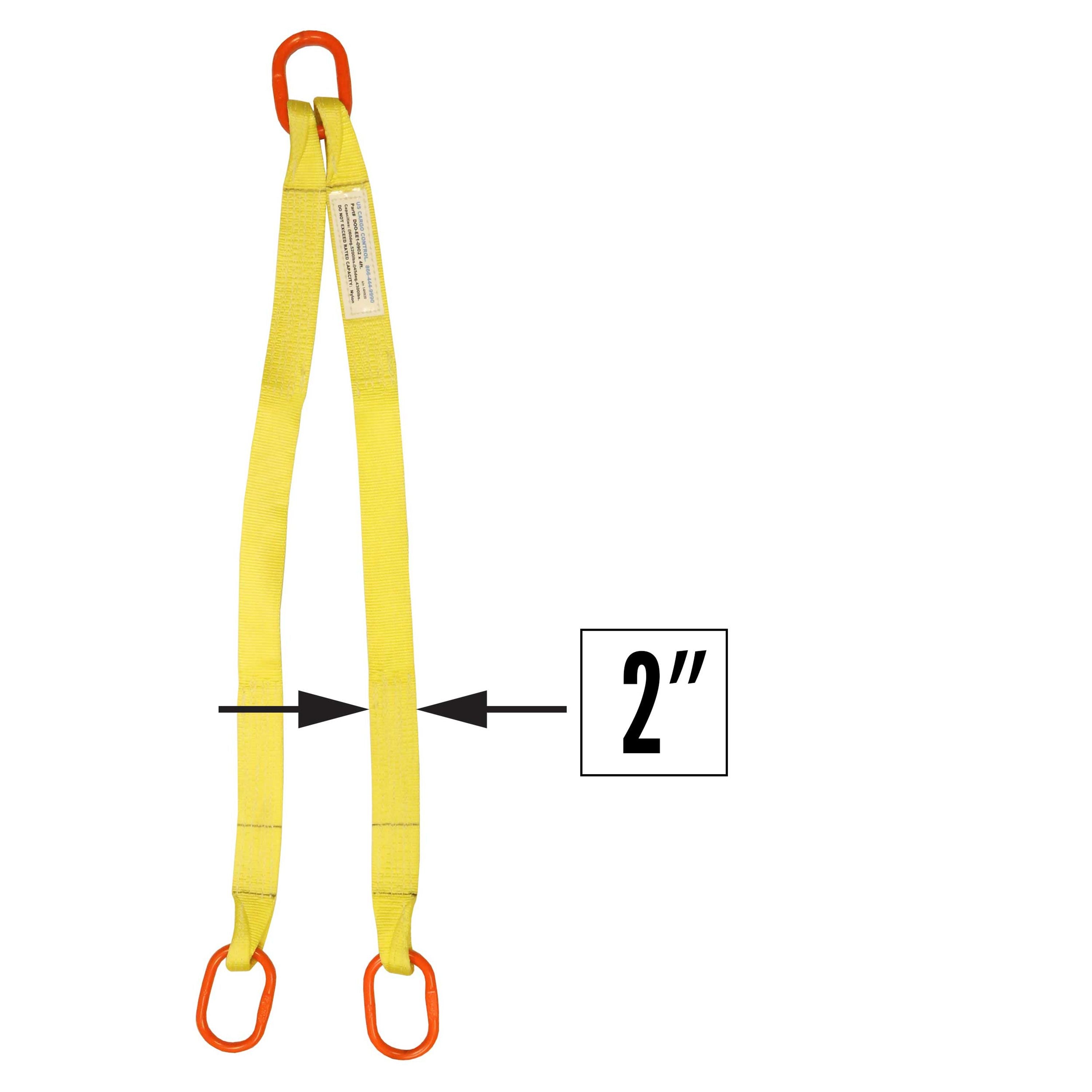 US CARGO CONTROL 2"x3' (1 ply) Double Leg Nylon Sling w/ Master Link Both Ends