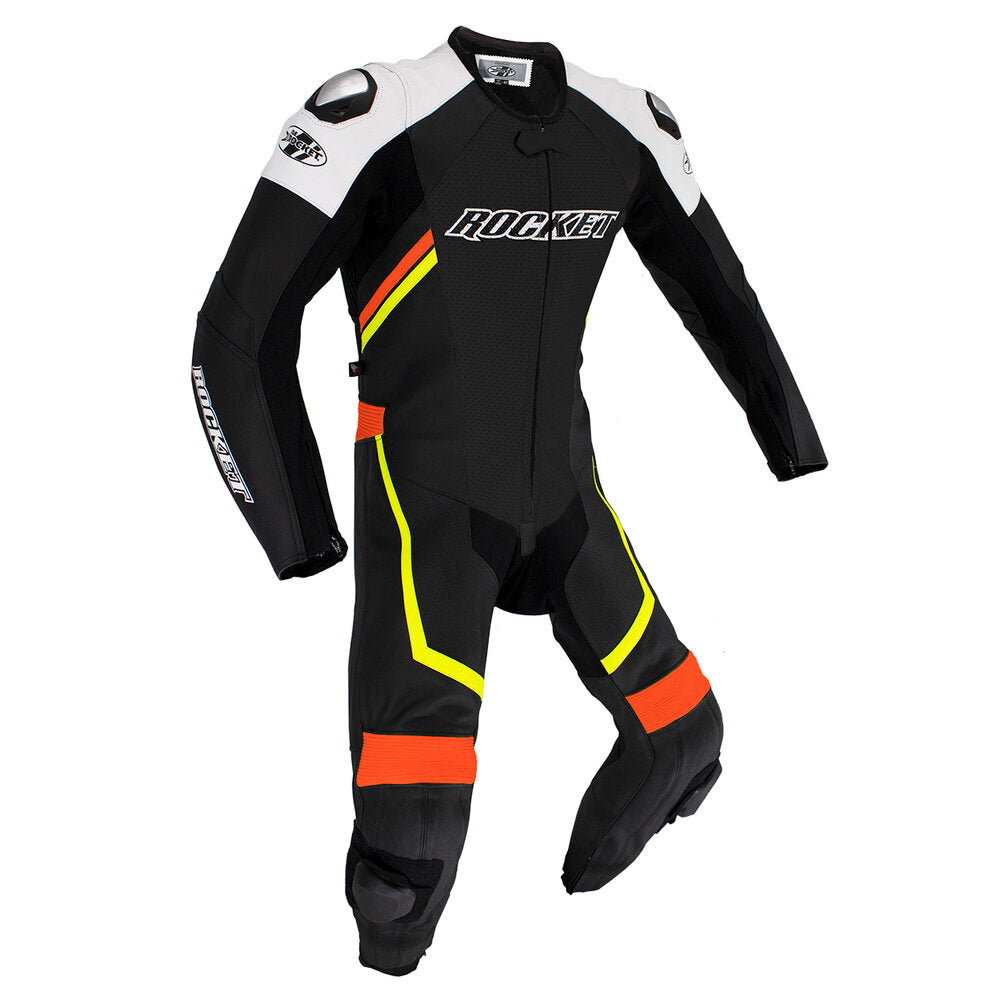 Joe Rocket Speedmaster 7.0 Mens 1 piece Leather Suit Black/Hi Viz
