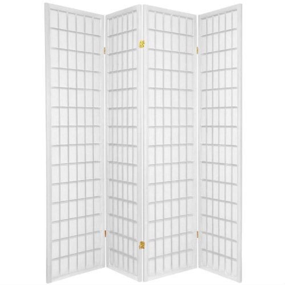2736 4 Panel Room Divider Oriental Shoji Privacy Screen in White