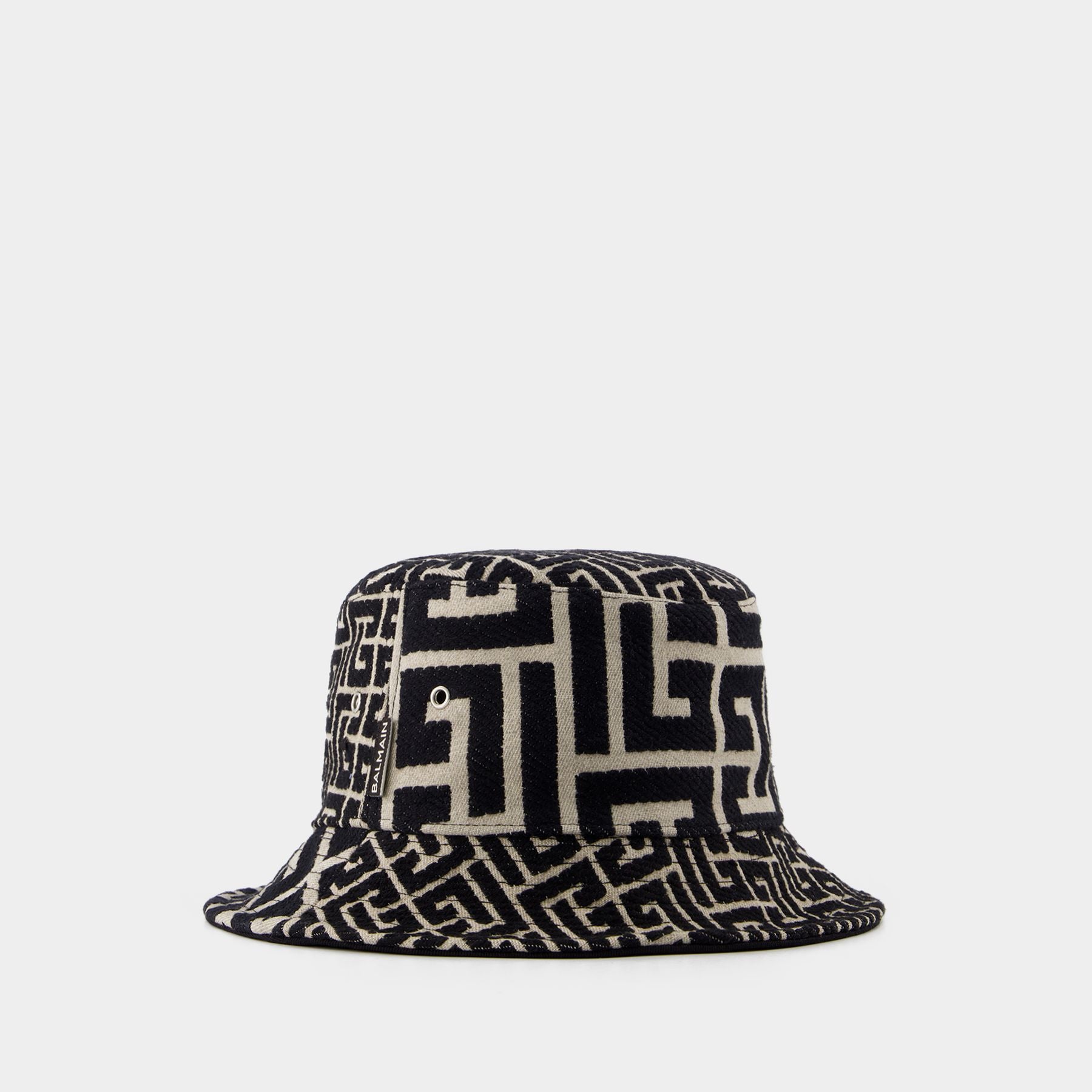 Mix Monogram Bucket Hat   Balmain   Jaquard   Black
