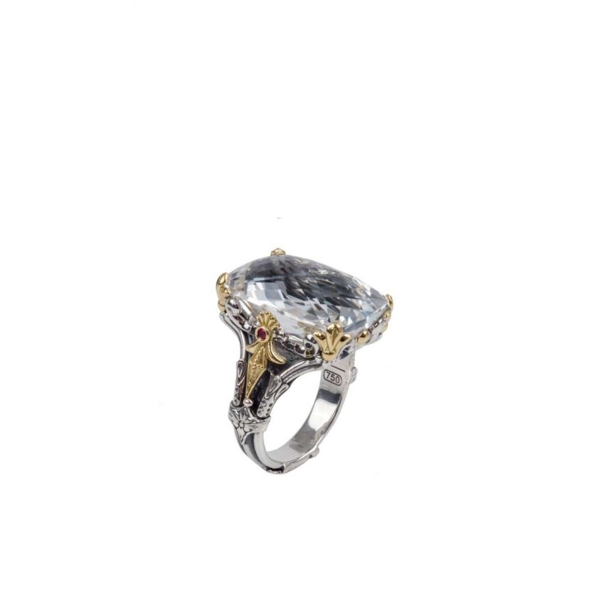 Konstantino Pythia Silver and 18K Gold Crystal and Corundum Ring