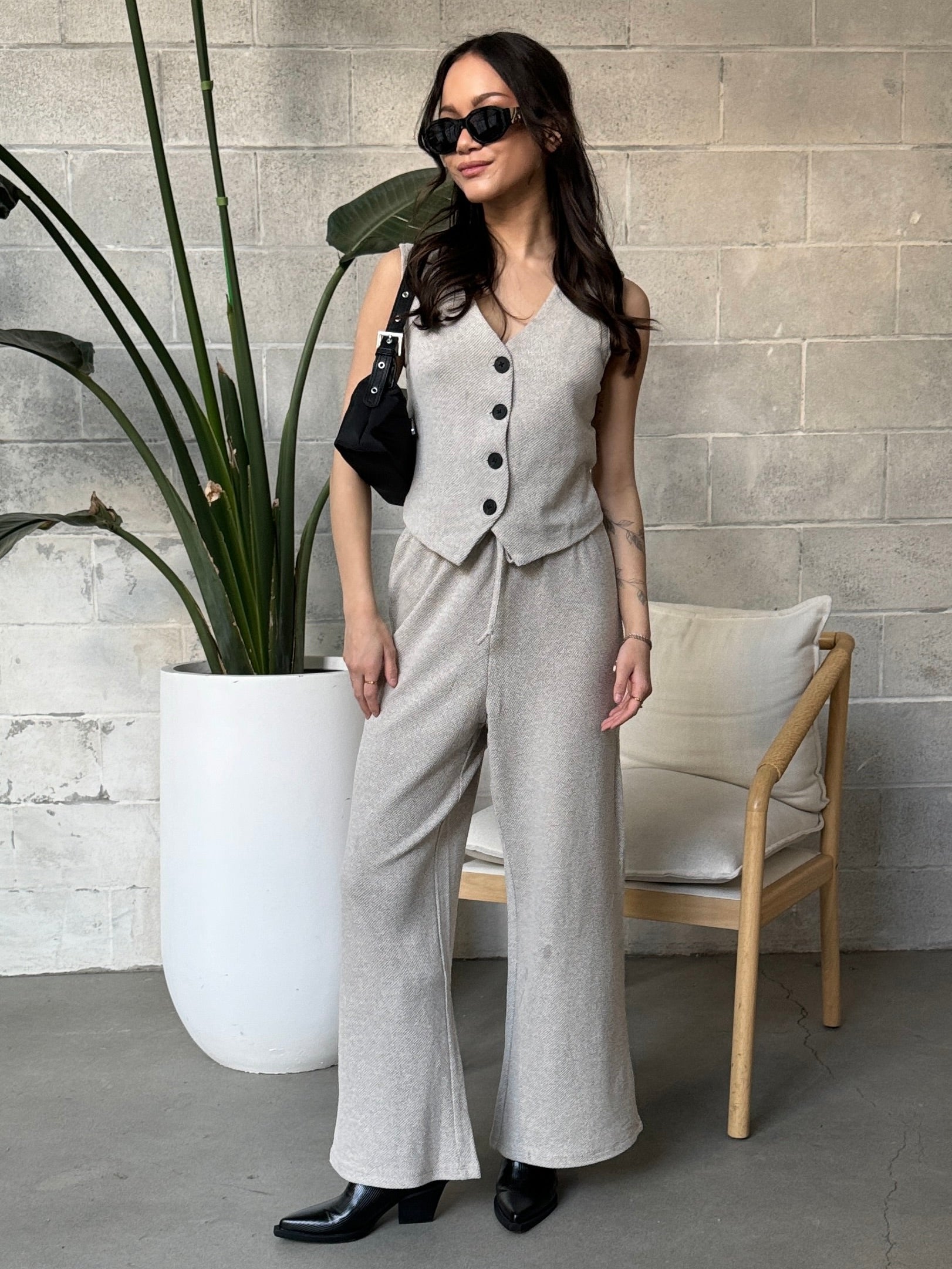 ONLY Jayla Vest and Wide Leg Pant Set