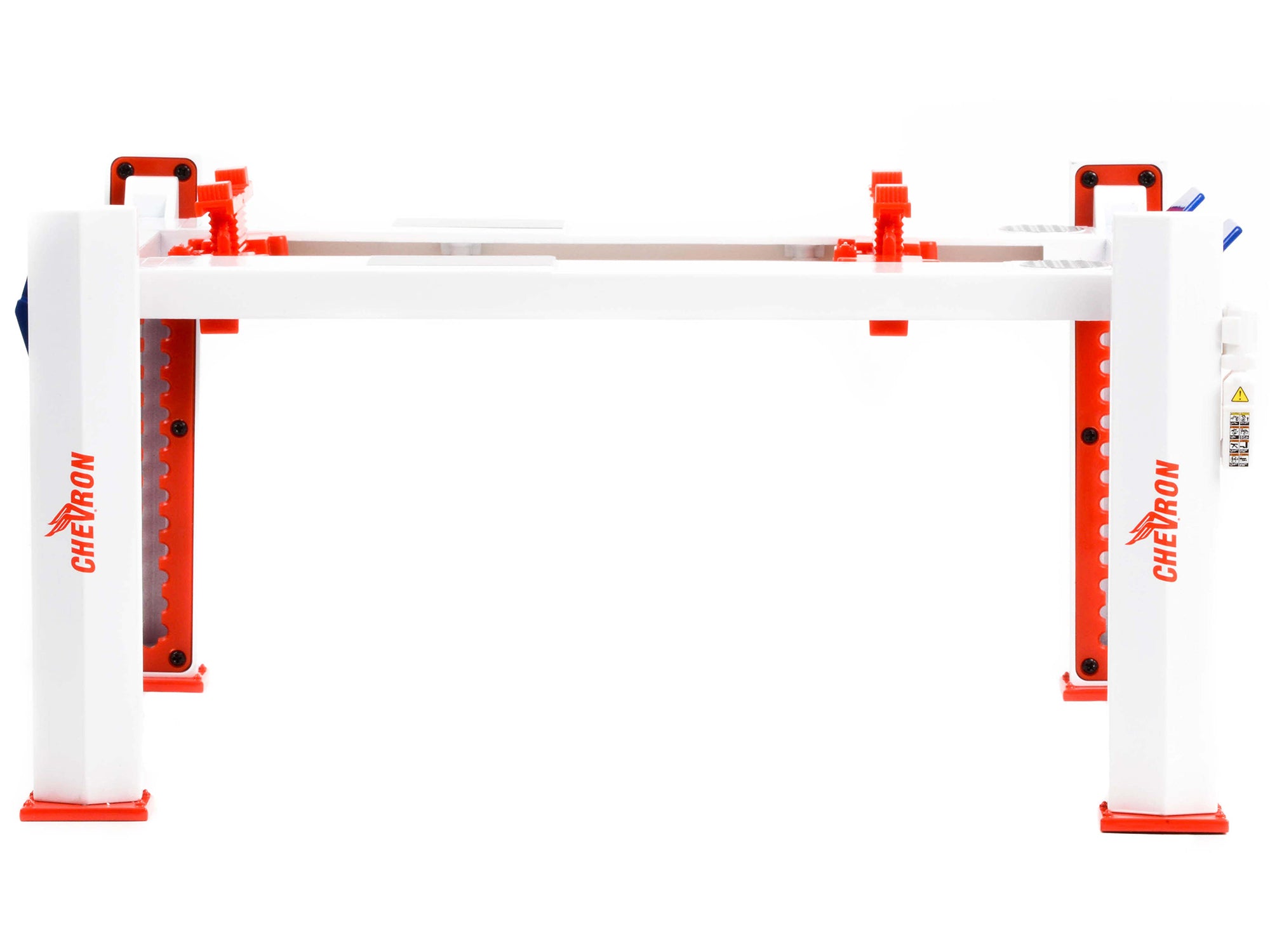 2736 Adjustable Four Post Lift "Chevron Gasolines" for 1 18 Scale Diecast Model Cars by Greenlight