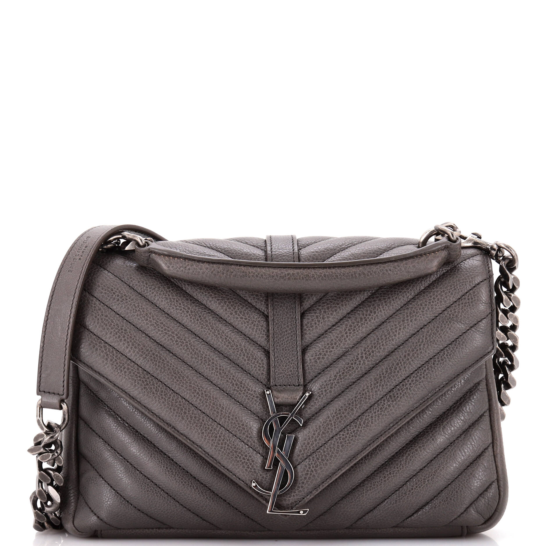 2860 Classic Monogram College Bag Matelasse Chevron Leather Medium