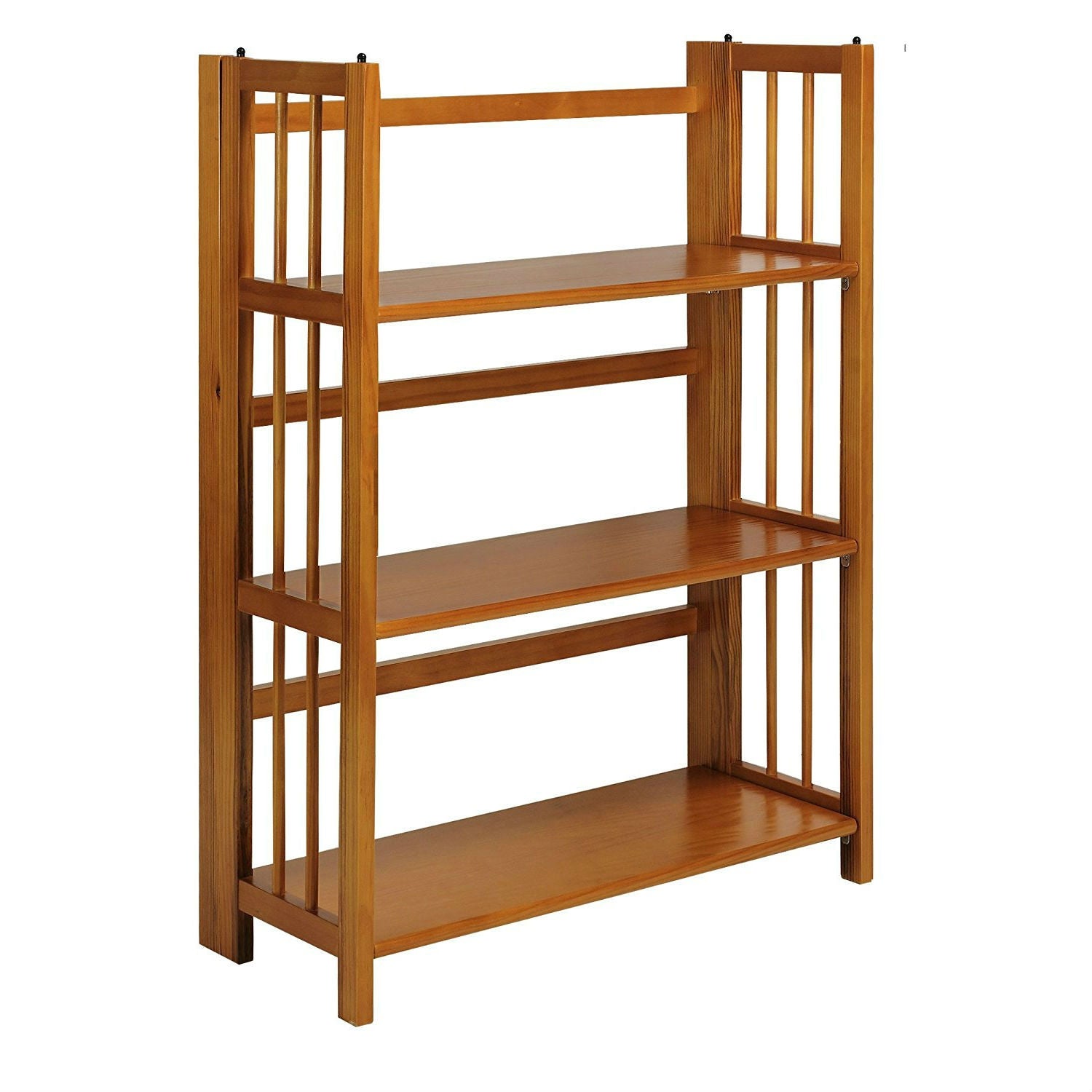 2736 3 Shelf Folding Storage Shelves Bookcase in Honey Oak Finish