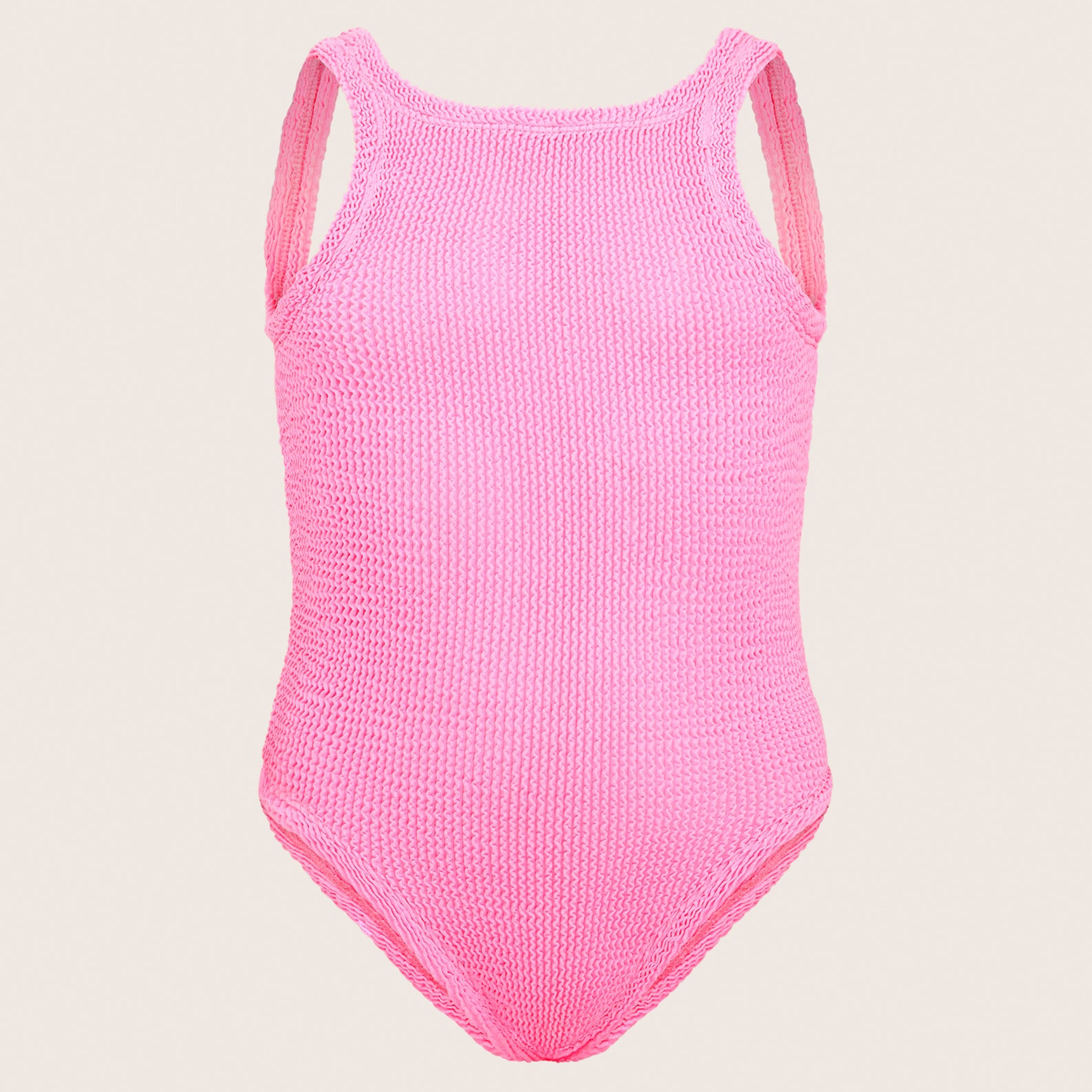 HUNZA G Kids Classic Crinkle Swimsuit   Pink