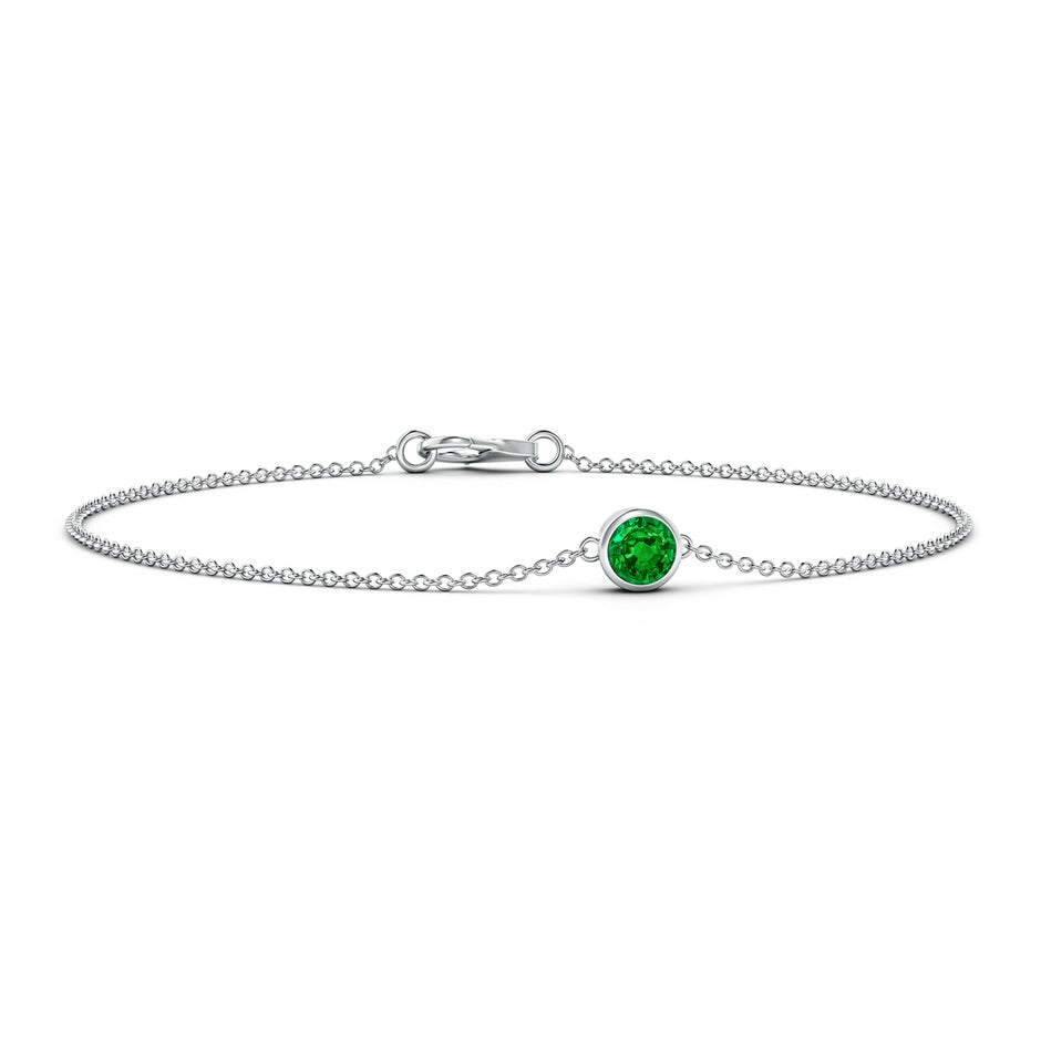 ANGARA Bezel Set Round Emerald Chain Bracelet