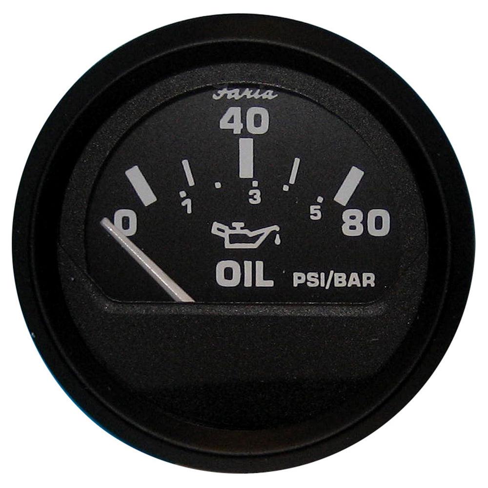 FARIA BEEDE INSTRUMENTS Faria Euro Black 2" Oil Pressure Gauge (80 PSI) [12803]