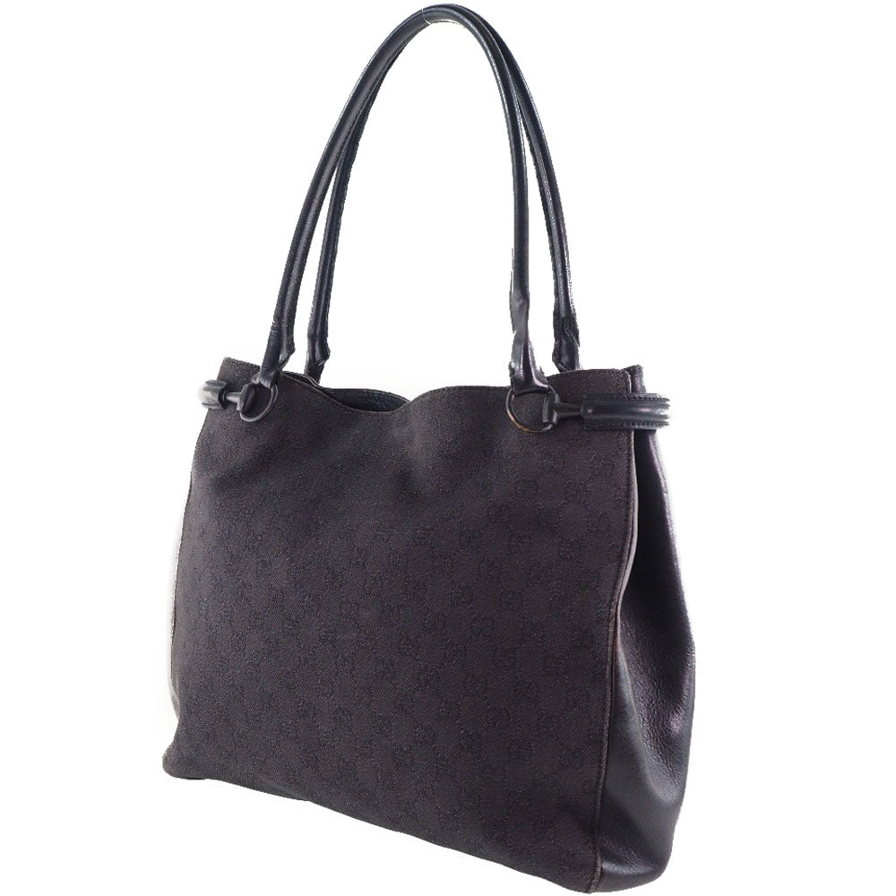 GUCCI Tote Bag 101346 GG canvas  leather black unisex(Unisex) Used Authentic
