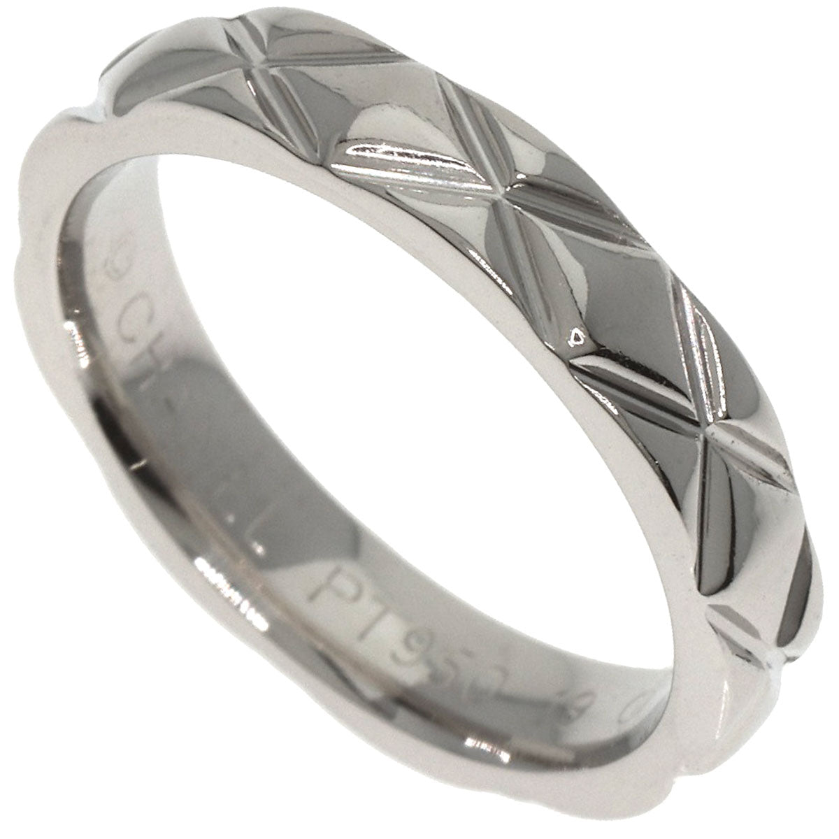 CHANEL Ring PT950 Silver Matelasse Medium #47