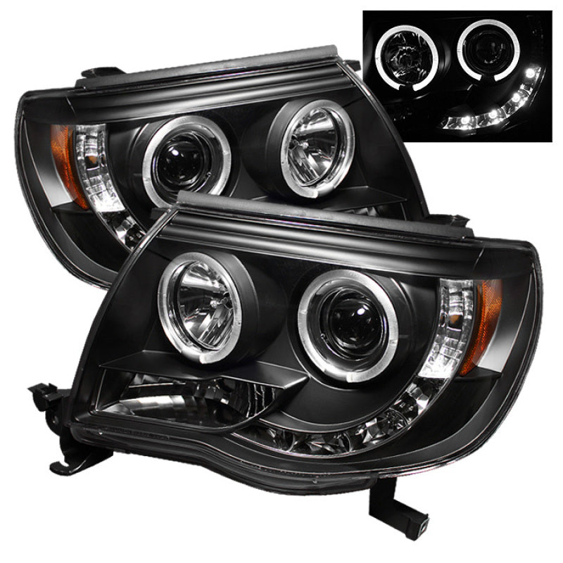 Spyder Toyota Tacoma 05 11 Projector Headlights LED Halo LED Black High H1 Low H1 PRO YD TT05 HL BK