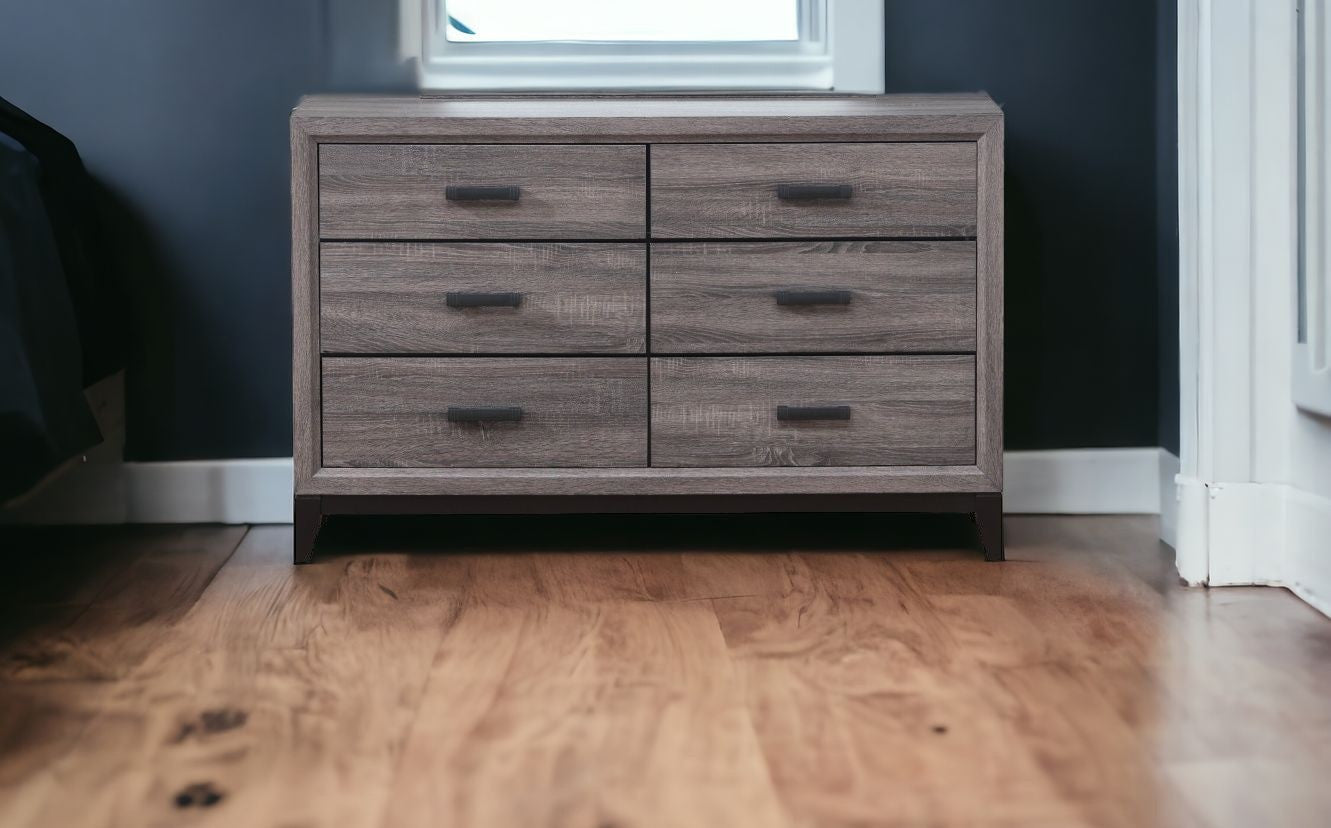 2736 58" Gray Solid and Manufactured Wood Six Drawer Double Dresser