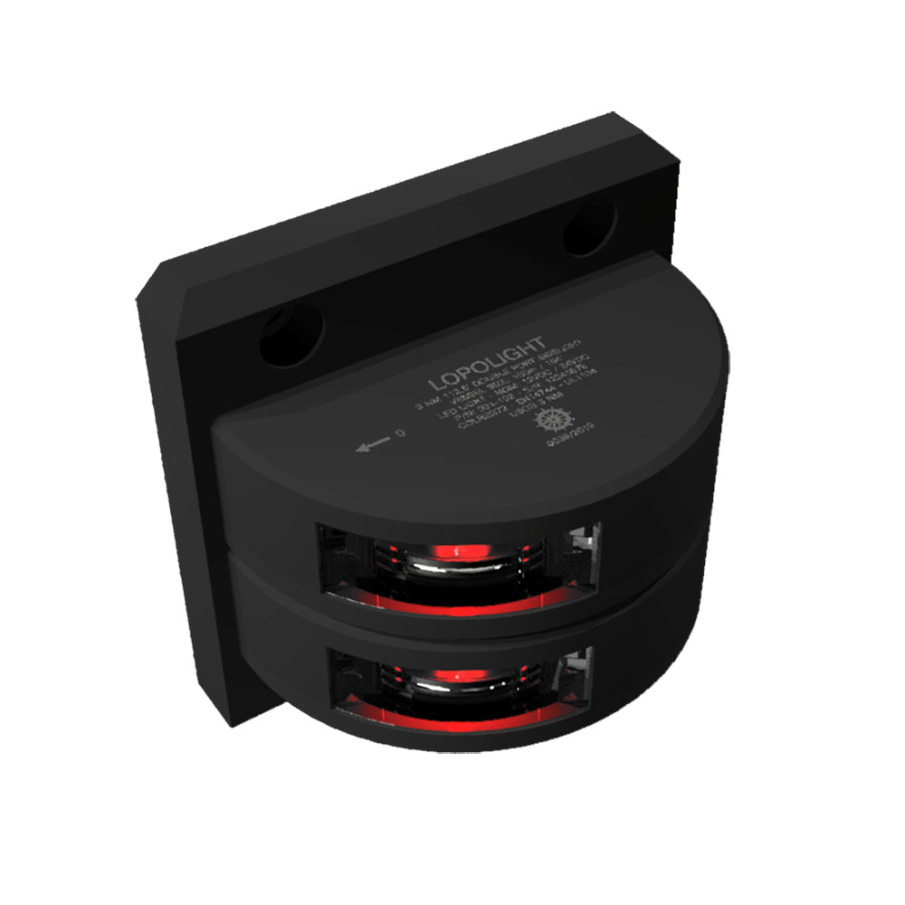 Lopolight Series 301 102   Double Stacked Port Sidelight   3NM   Vertical Mount   Red   Black Housing [301 102ST B]