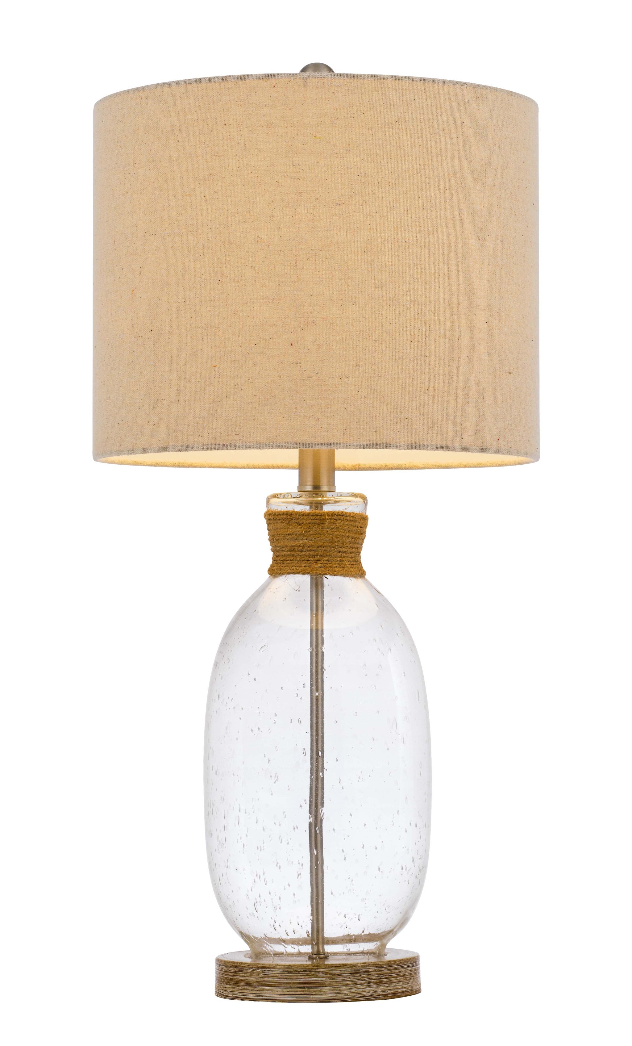 2736 26" Brown Mason Jar Table Lamp With Brown Drum Shade