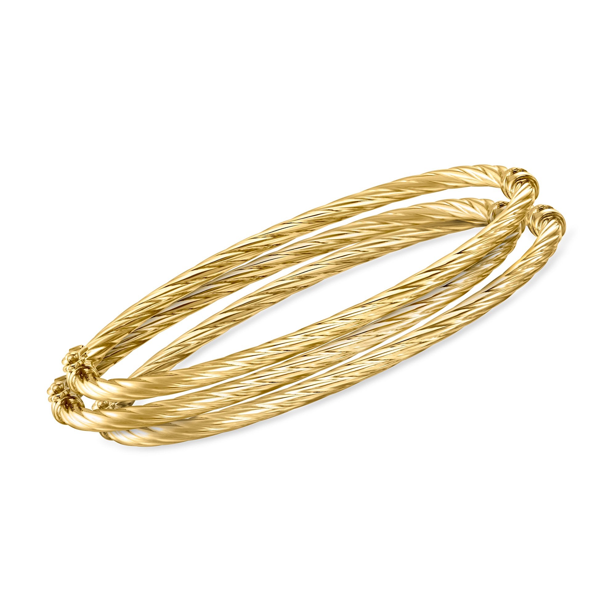 2023 Ross Simons Italian 14kt Yellow Gold Jewelry Set: 3 Twisted Bangle Bracelets