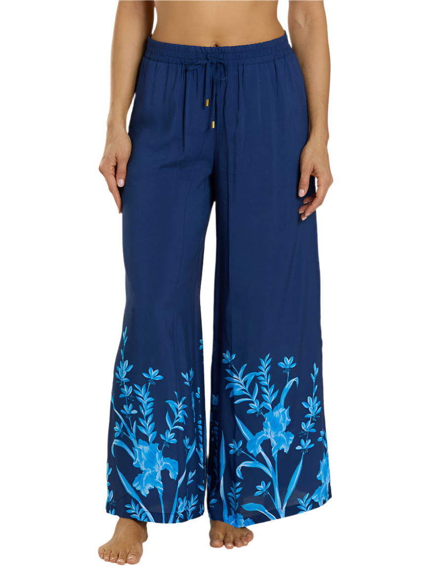 Jantzen Josephine Pull On Lounge Pant Coverup   Botanical Bloom Blue