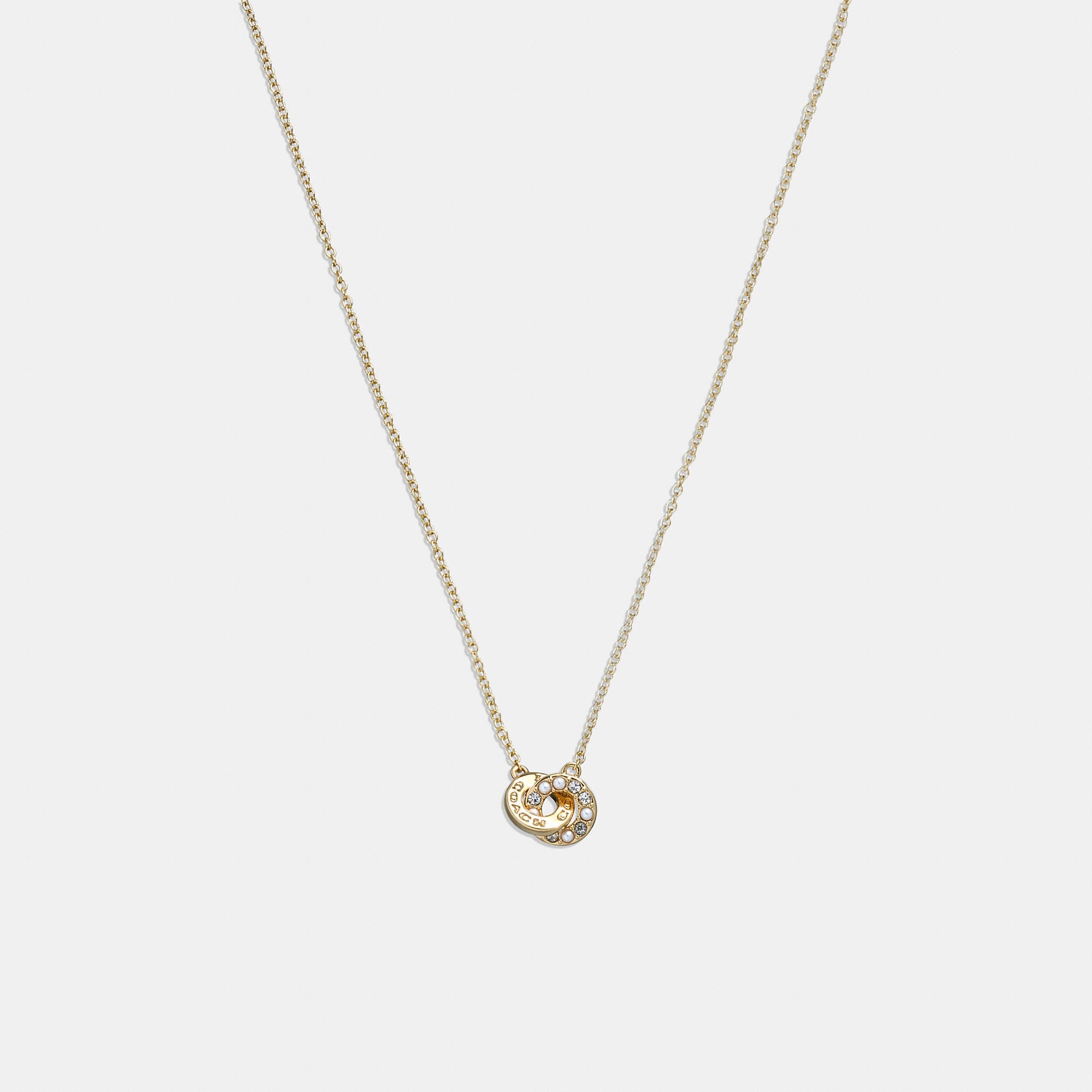 2037 Coach Outlet Interlocking Open Circle Pearl Pendant Necklace