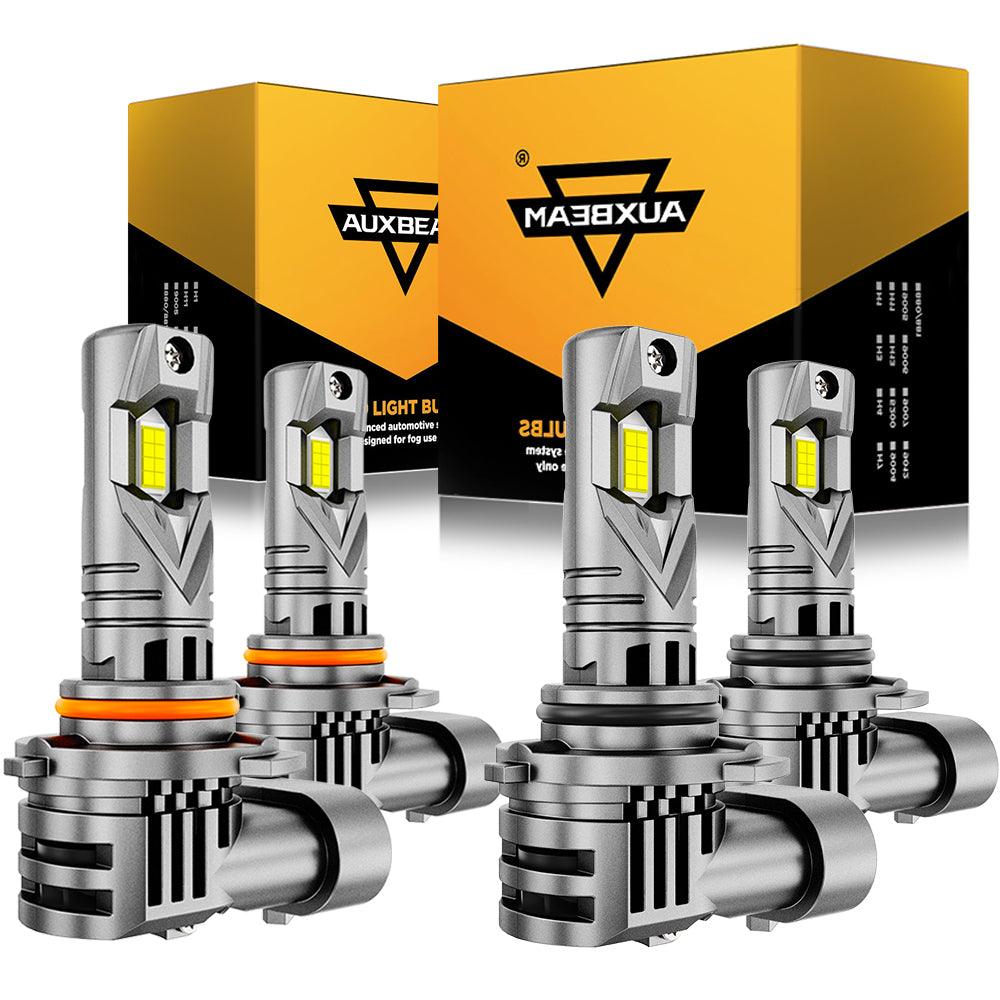 AUXBEAM ?9005+9006 LED Headlight Bulbs Q25S Series 1:1 Mini Size 90W 22000LM 6500K Cool White   4 Bulbs
