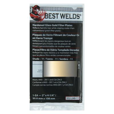 Best Welds Hardened Glass Gold Filter Plate, Gold/11, 2 in x 4.25 in, SH11, Glass, 932 248 11