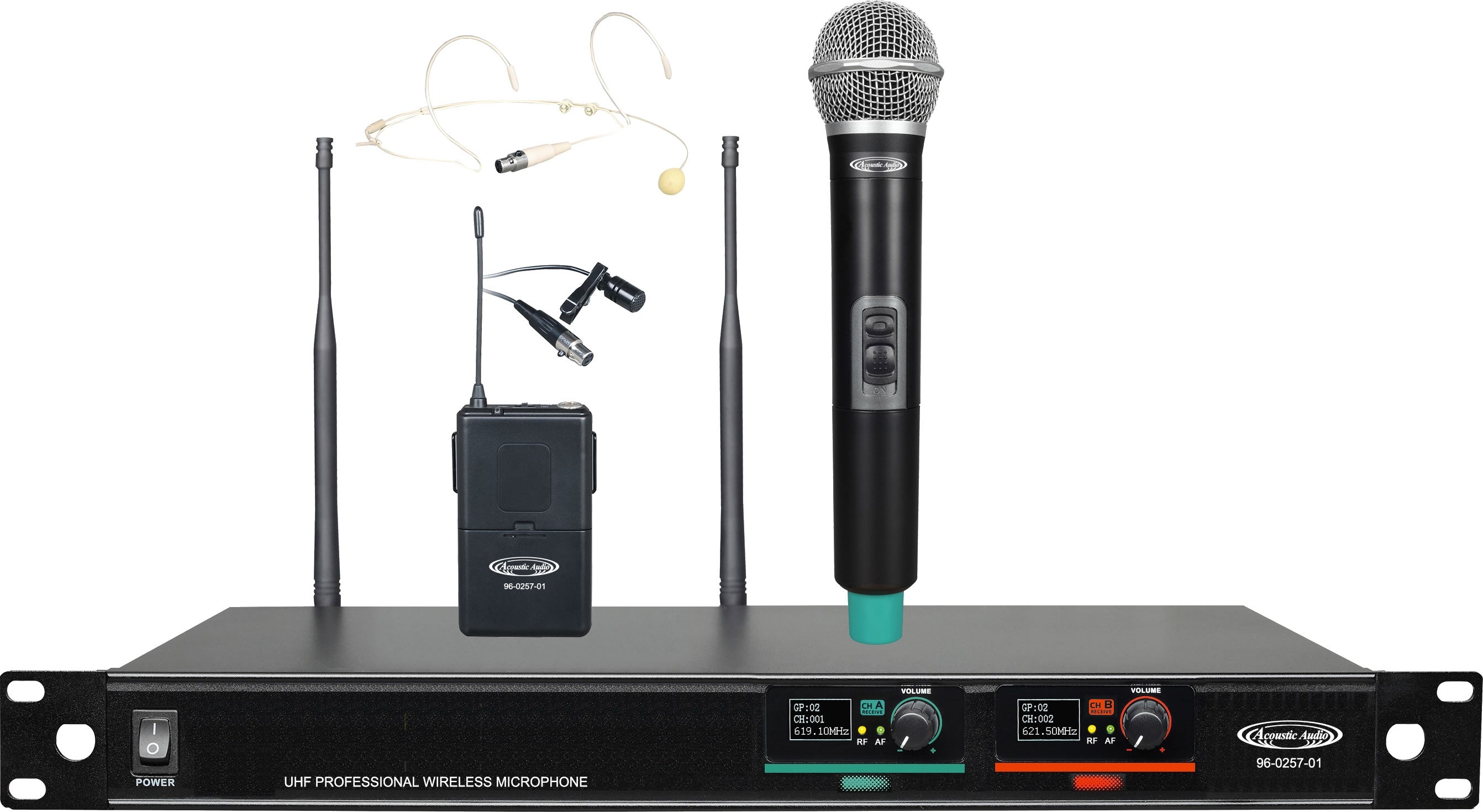 ACOUSTIC AUDIO 96 0257 01 UHF Professional Wireless Microphone Systems   1*Wireless Microphone & 1*Headset