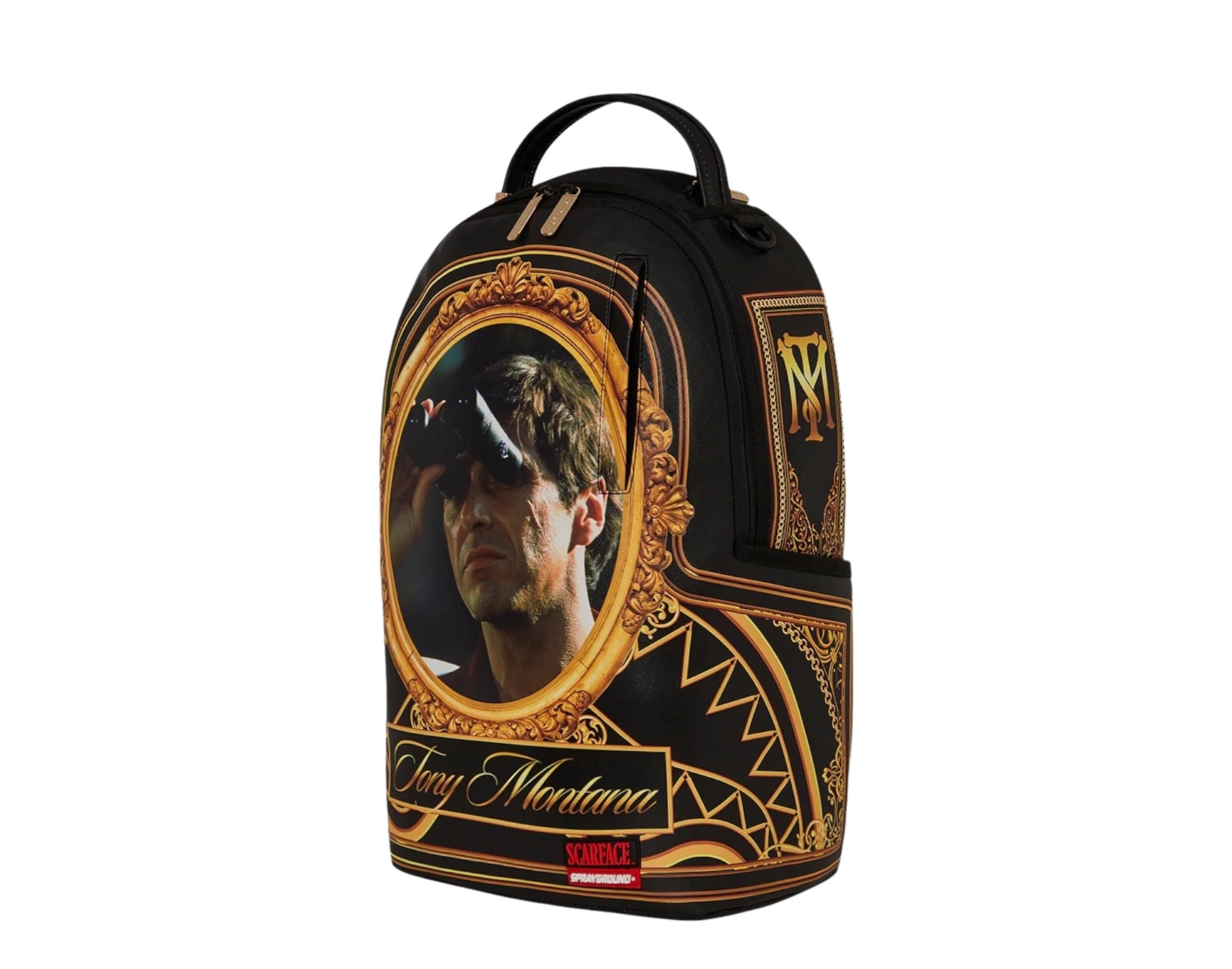 2735 Sprayground Scarface I See Every Move Backpack Tony Montana Black Gold B5900