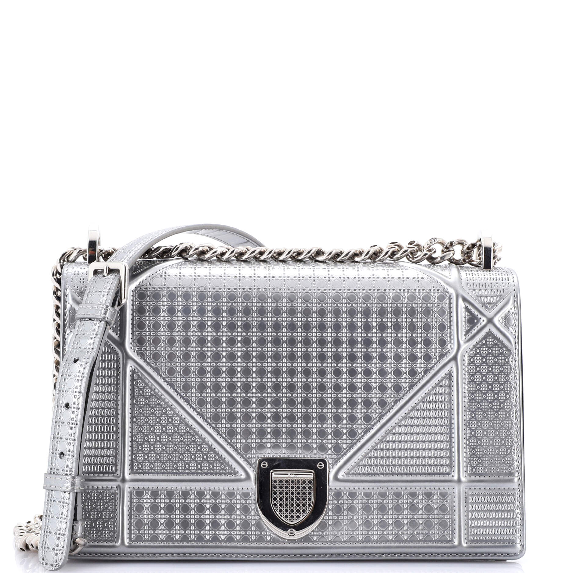 2860 Diorama Flap Bag Cannage Embossed Calfskin Small