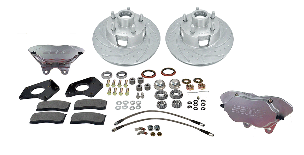 SSBC USA American Made Comp S 4 Piston Billet Aluminum Front Drum to Disc Brake Conversion Kit W/Rotors. Clear W153 7