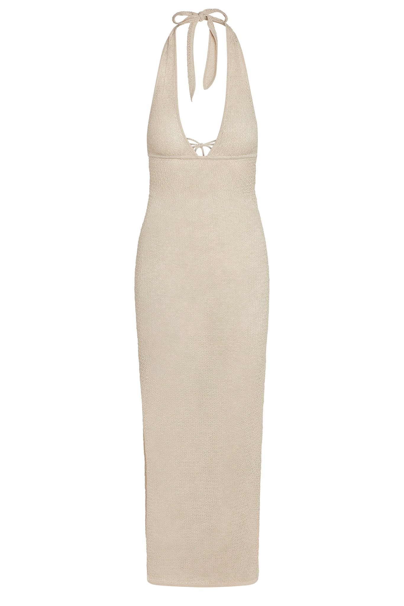 MONDAY SWIMWEAR Catania Dress   Champagne Lurex Lace Crochet