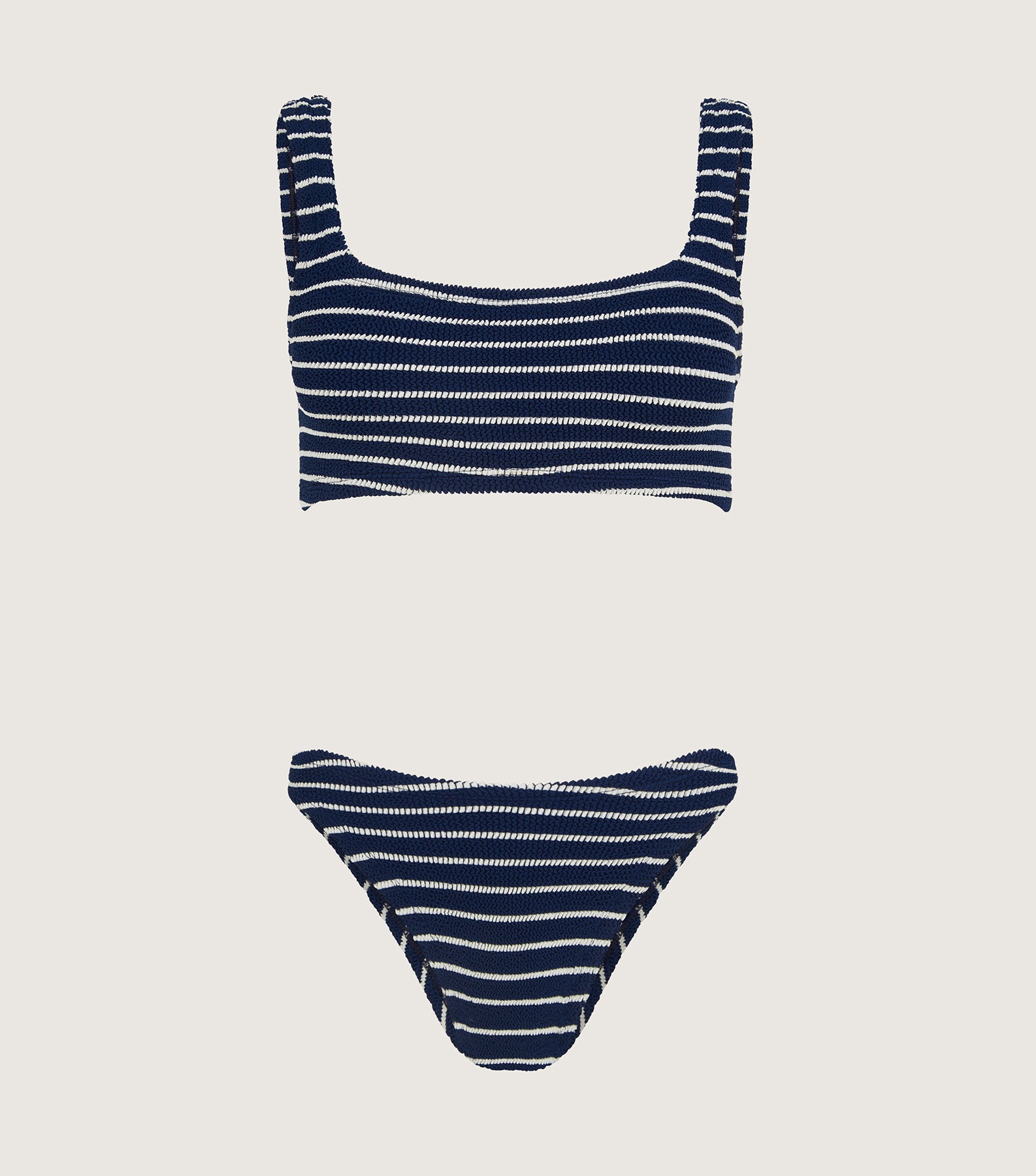 HUNZA G Coverage Xandra Bikini   Navy White Stripe