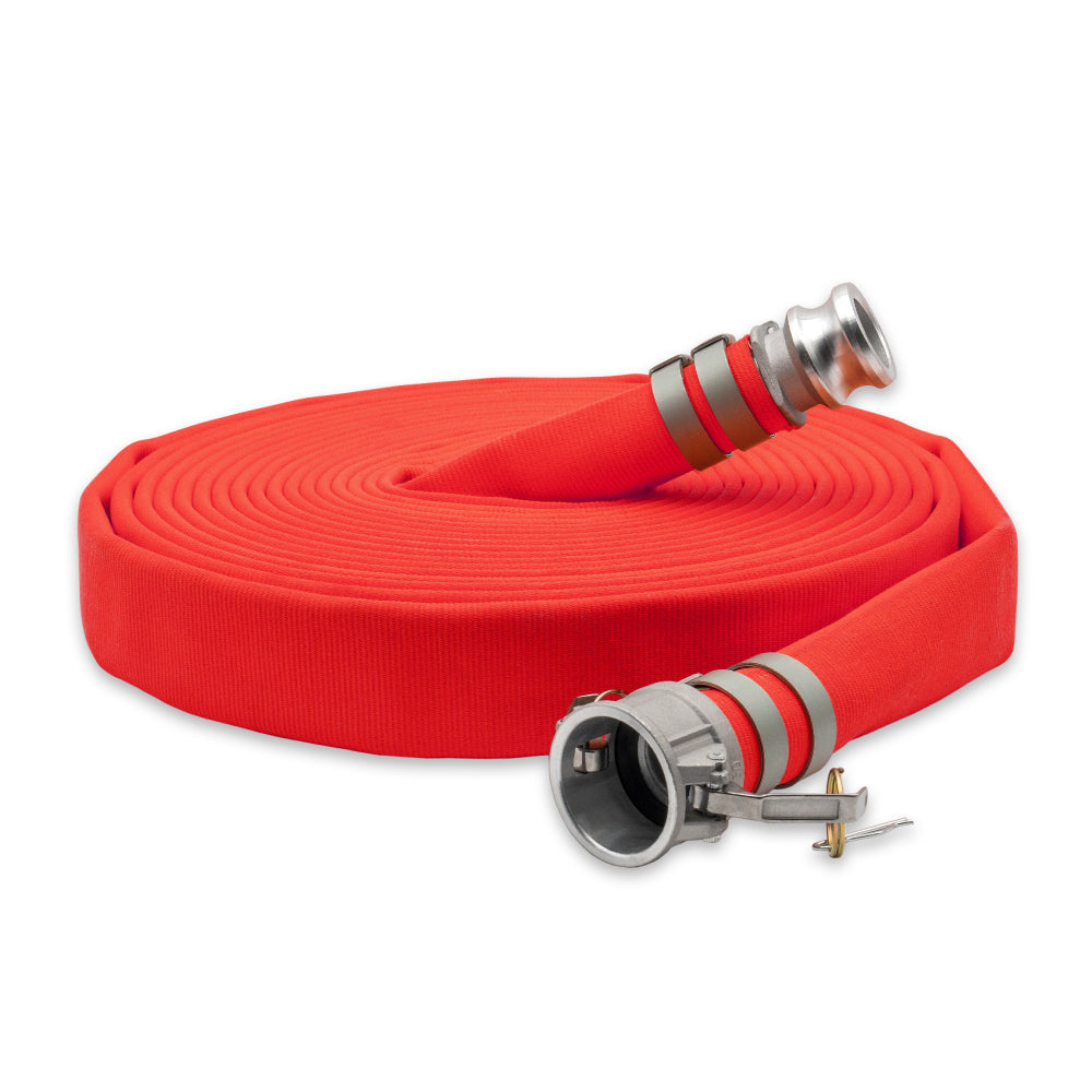 DISCHARGEHOSES 1 1/2" Super Duty Double Jacket Fire Hose Camlock Fittings Red
