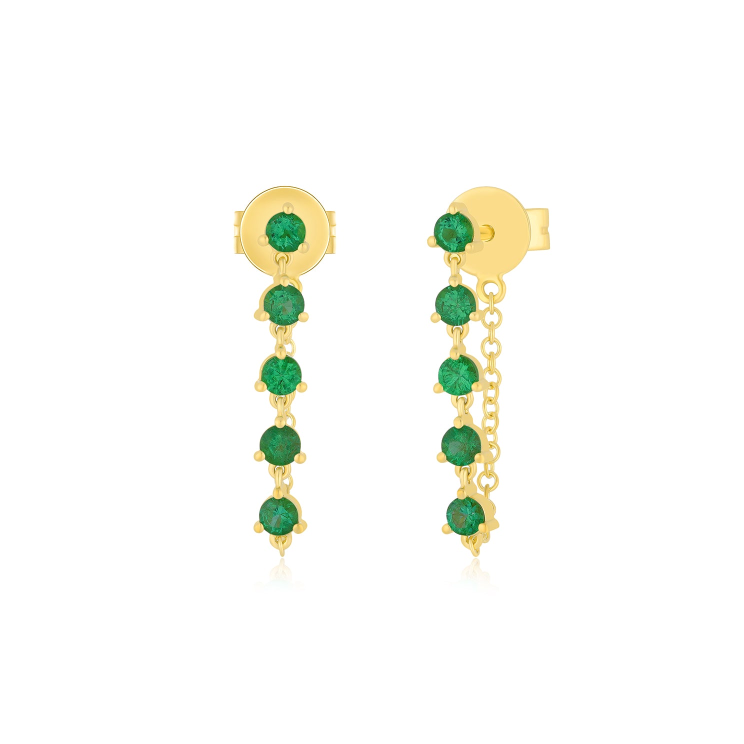 EF COLLECTION Multi Emerald Chain Stud Earring