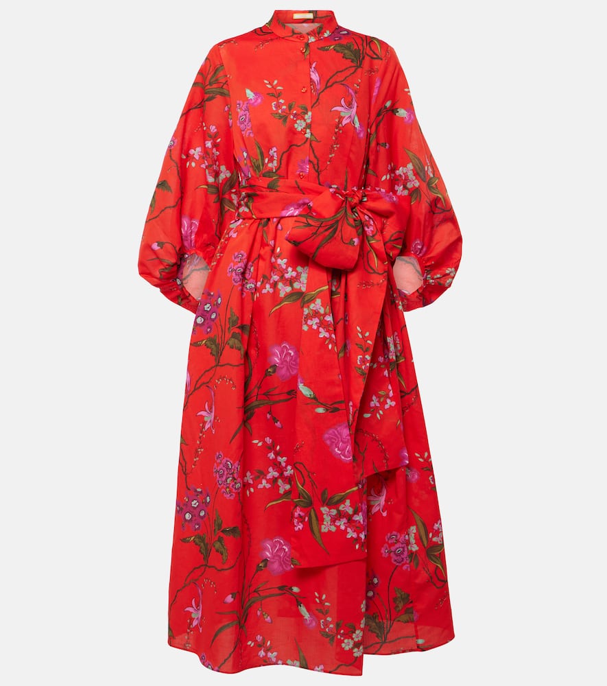 Erdem Tie detail cotton and linen midi dress