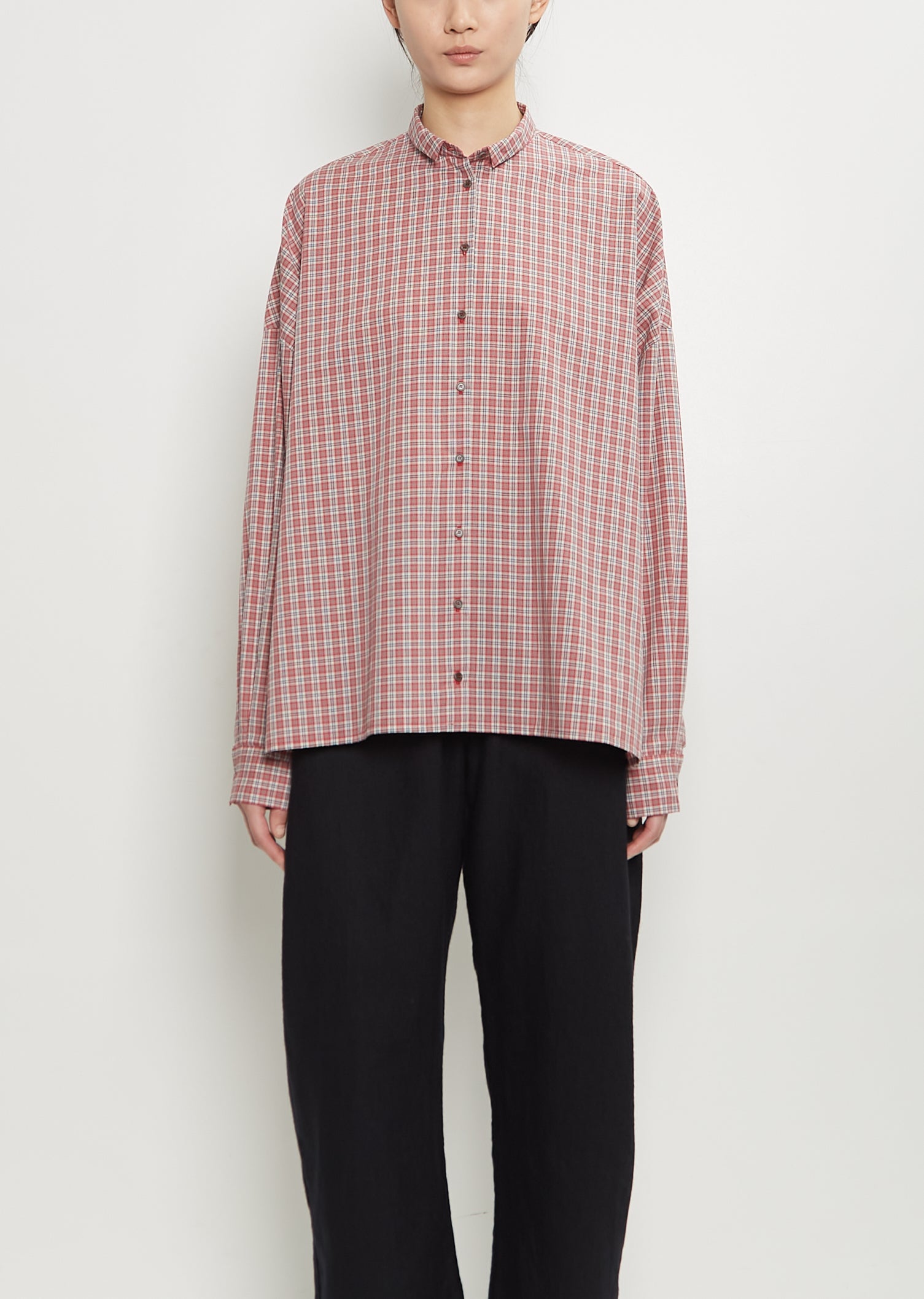 APUNTOB Cotton Plaid Buttons Shirt