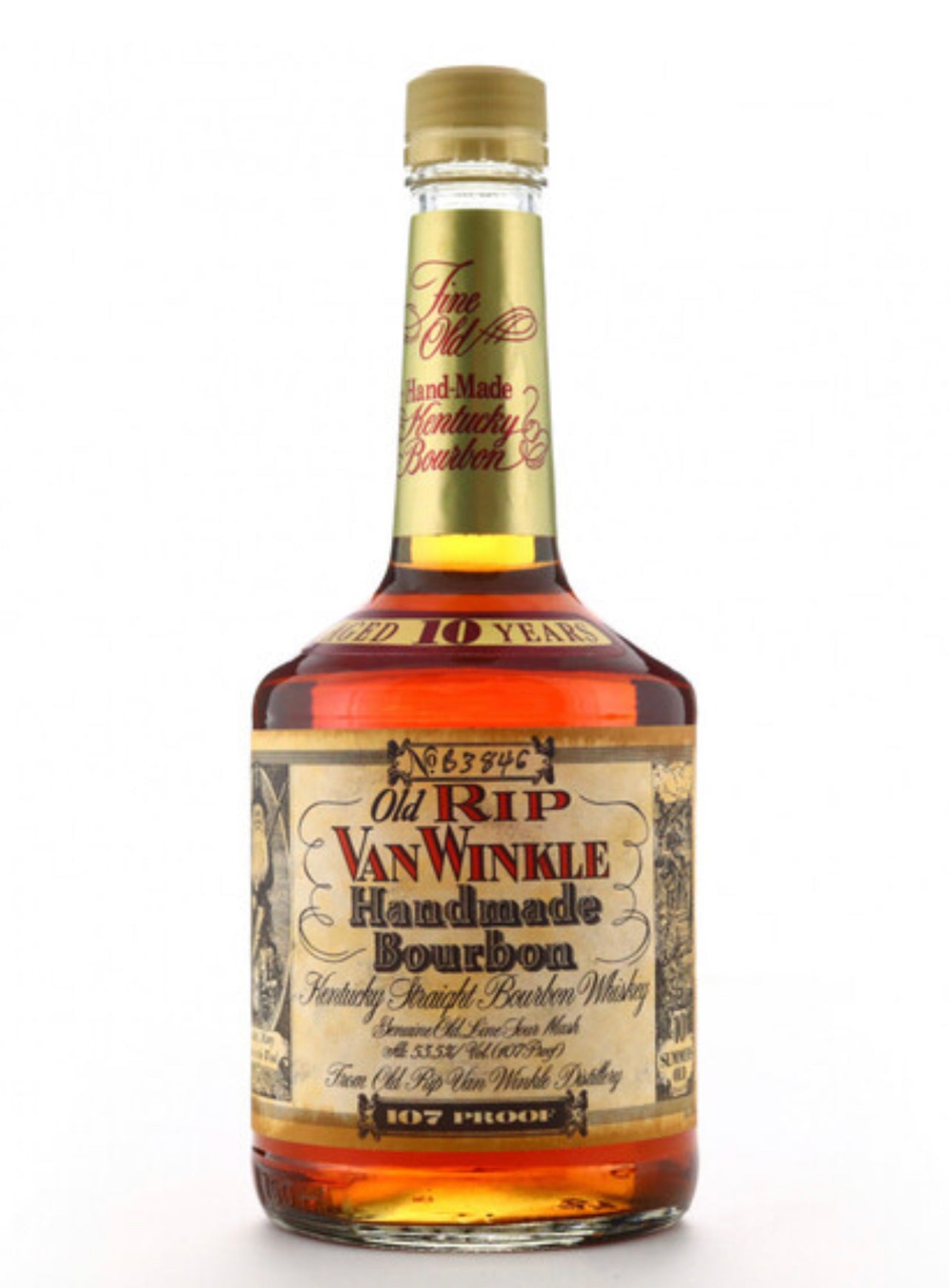 PAPPY VAN WINKLE OLD RIP VAN WINKLE HANDMADE 107 PROOF 10 YEAR OLD BOURBON (SQUAT BOTTLE)