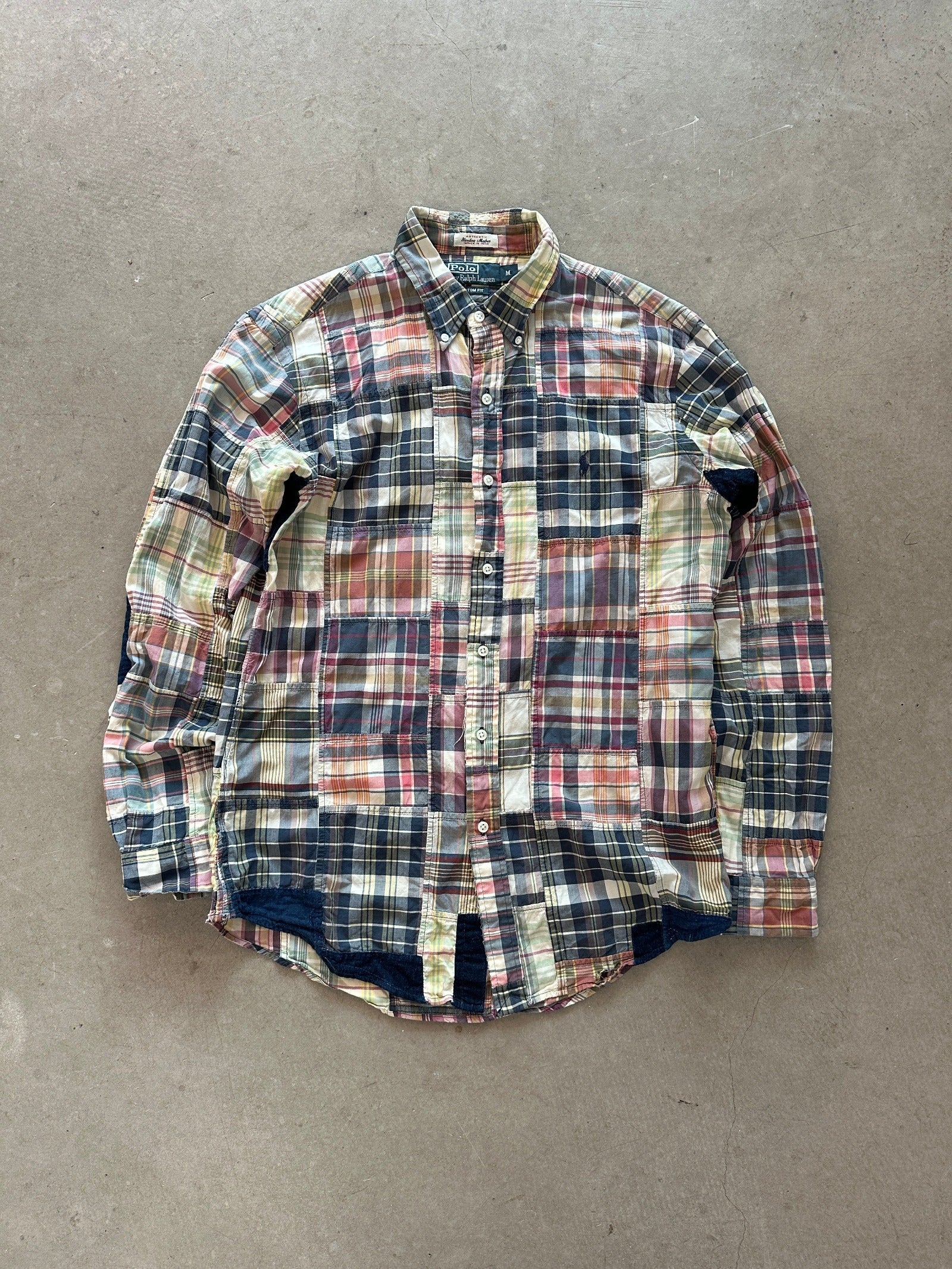 PERMANENT ORBIT Ralph Lauren Patchwork Madras Shirt   M