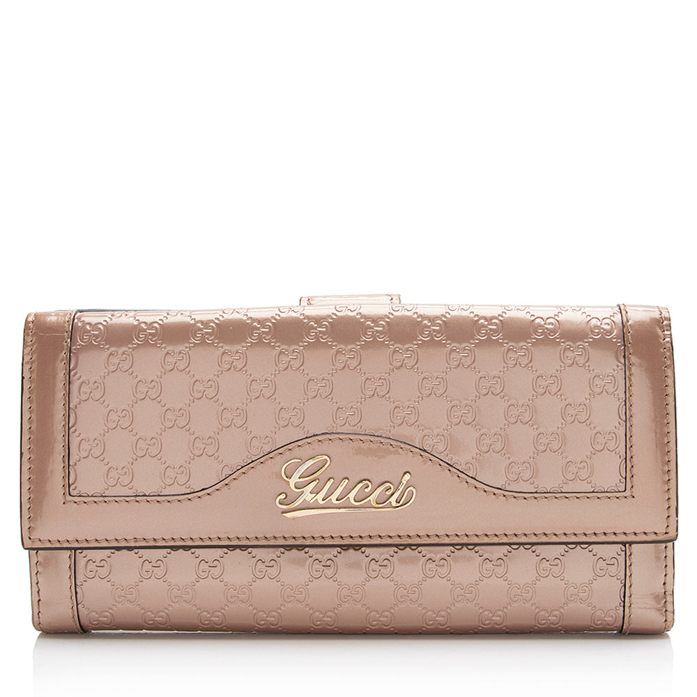 Gucci Metallic Microguccissima Script Continental Wallet (SHF 23020)