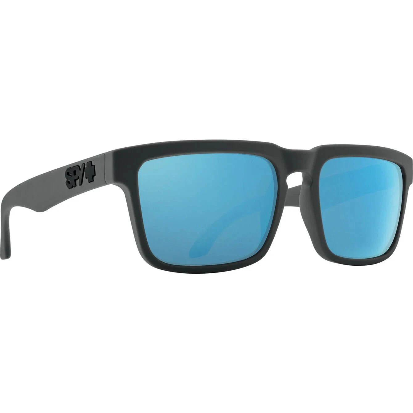 SPY Helm Soft Matte Dark Grey   Happy Grey Green Light Blue Spectra Mirror Polarized Sunglasses