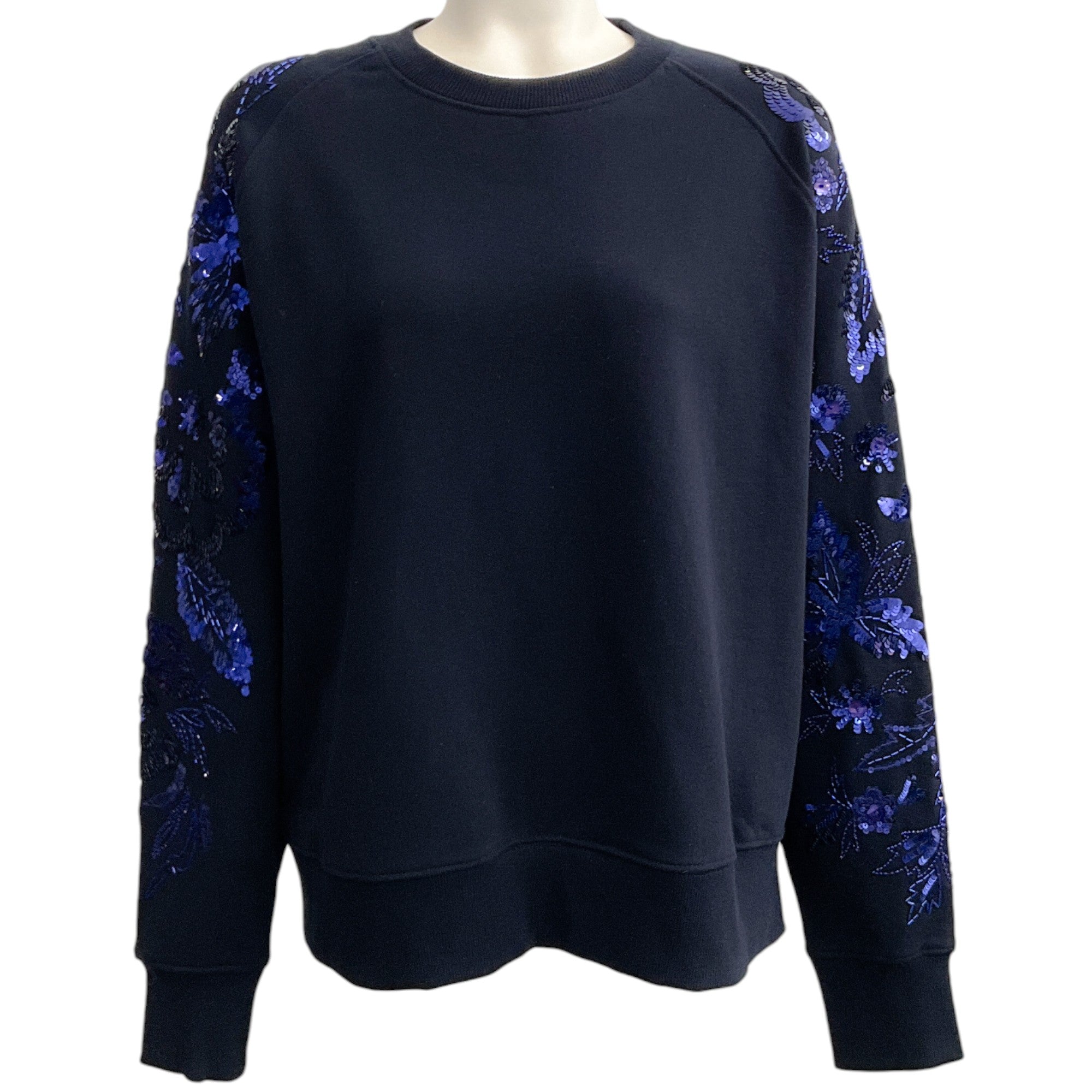 Essentiel Antwerp Navy Blue Cotton Sequined Sweatshirt