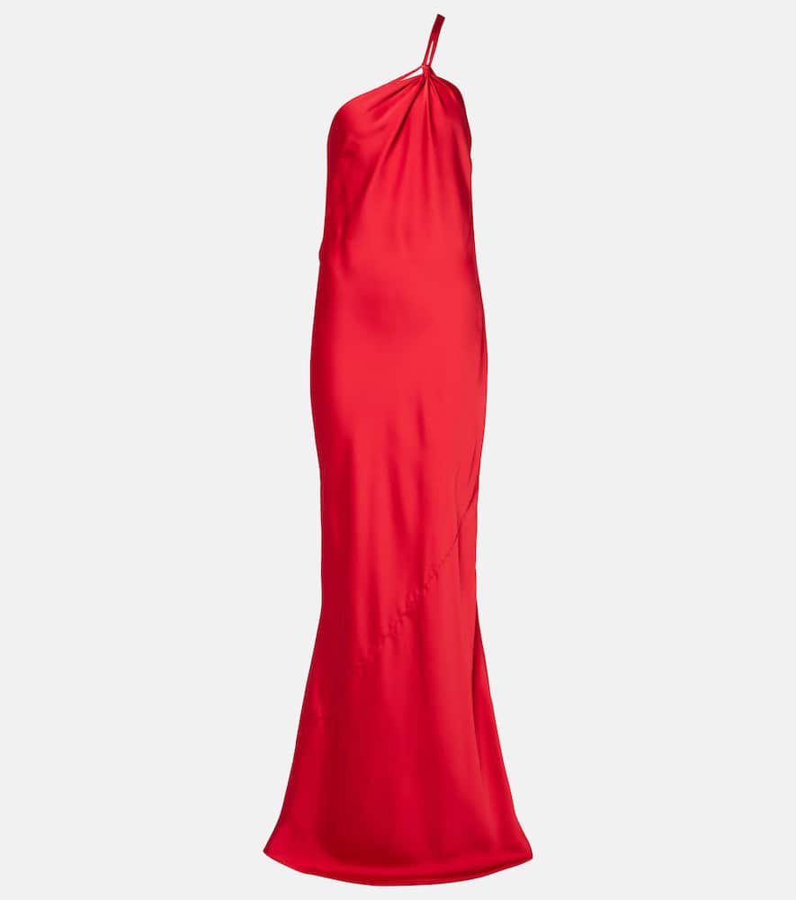 Norma Kamali Open back one shoulder satin gown
