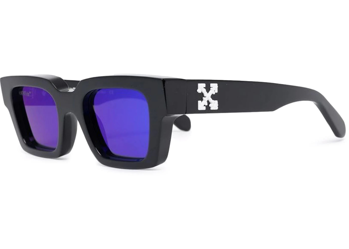 Off White Virgil Rectangle Frame Sunglasses Black White Blue
