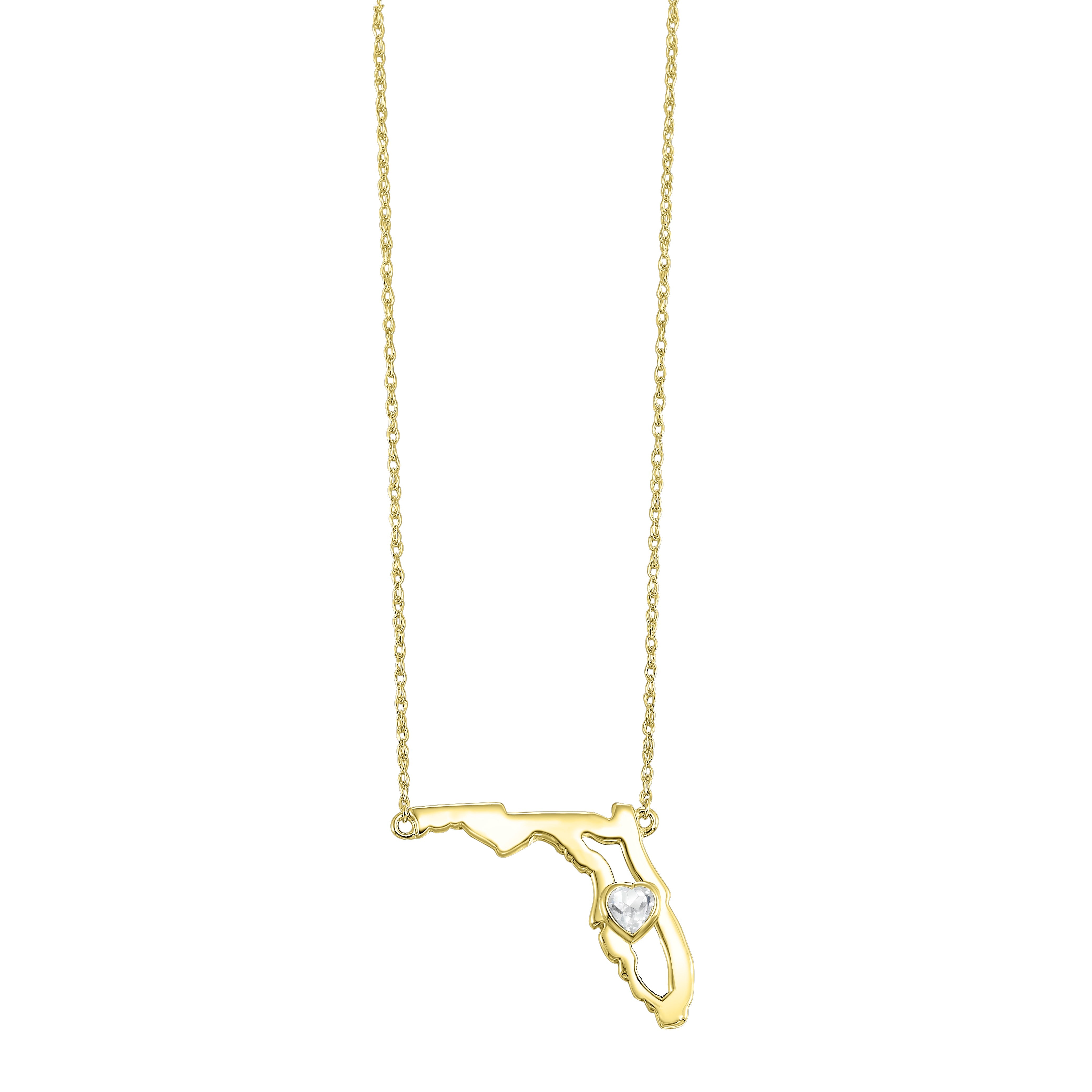 SHOP IDC ESTORE 14K White Sapphire Heart in Florida Necklace
