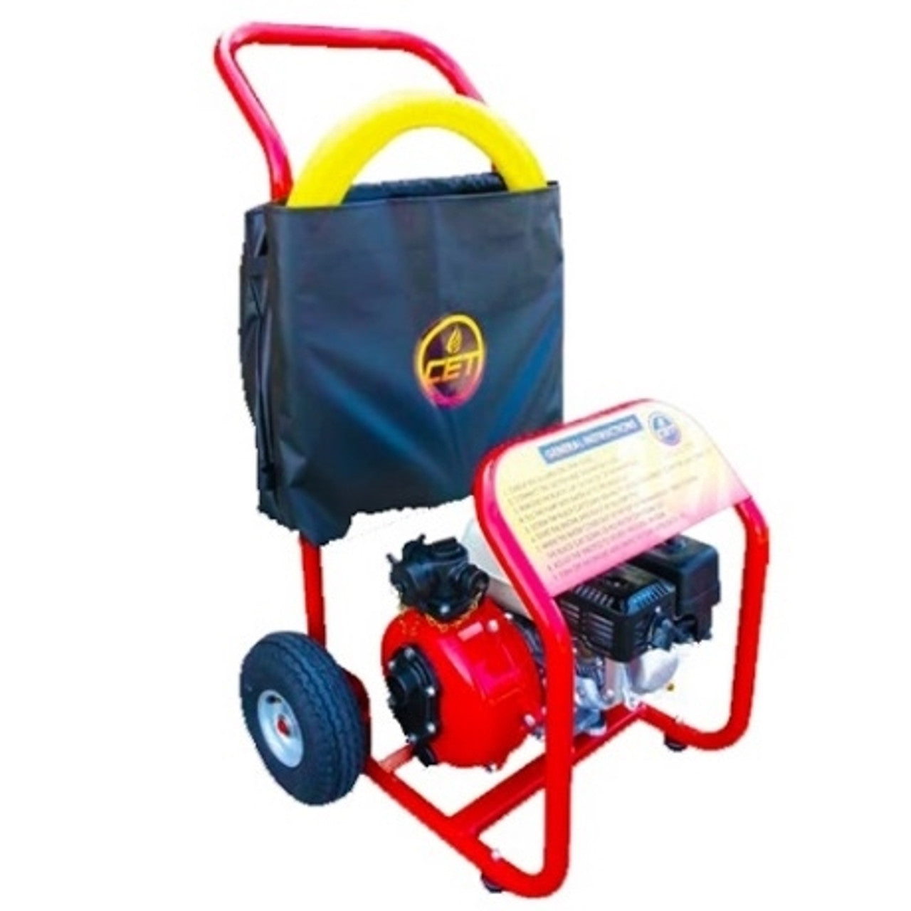 CET 6hp Portable Firefighting Pump Cart   HT PFP 6hpHND M TWIN   70 GPM / 100 PSI   2x1" NPSH Outlets / 1x1.5" NPSH Inlet