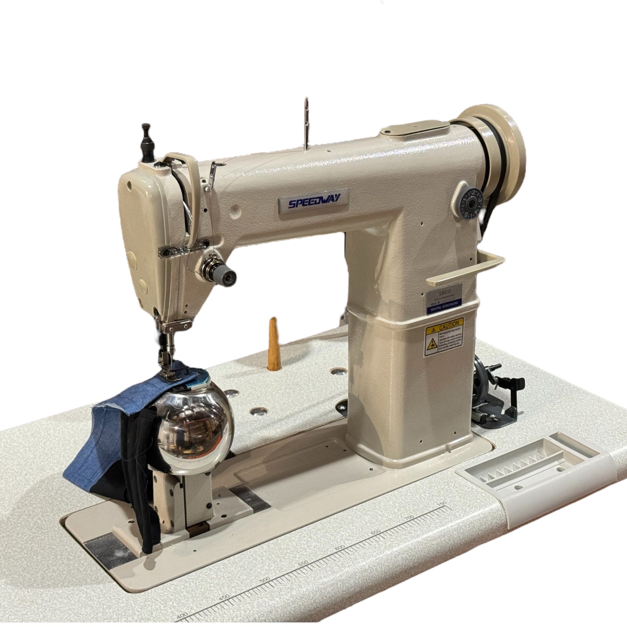 SPEEDWAY SW 810 WIG SETUP Single Needle Post bed Lockstitch Industrial Sewing Machine with Servo Motor, Table and Stand Included