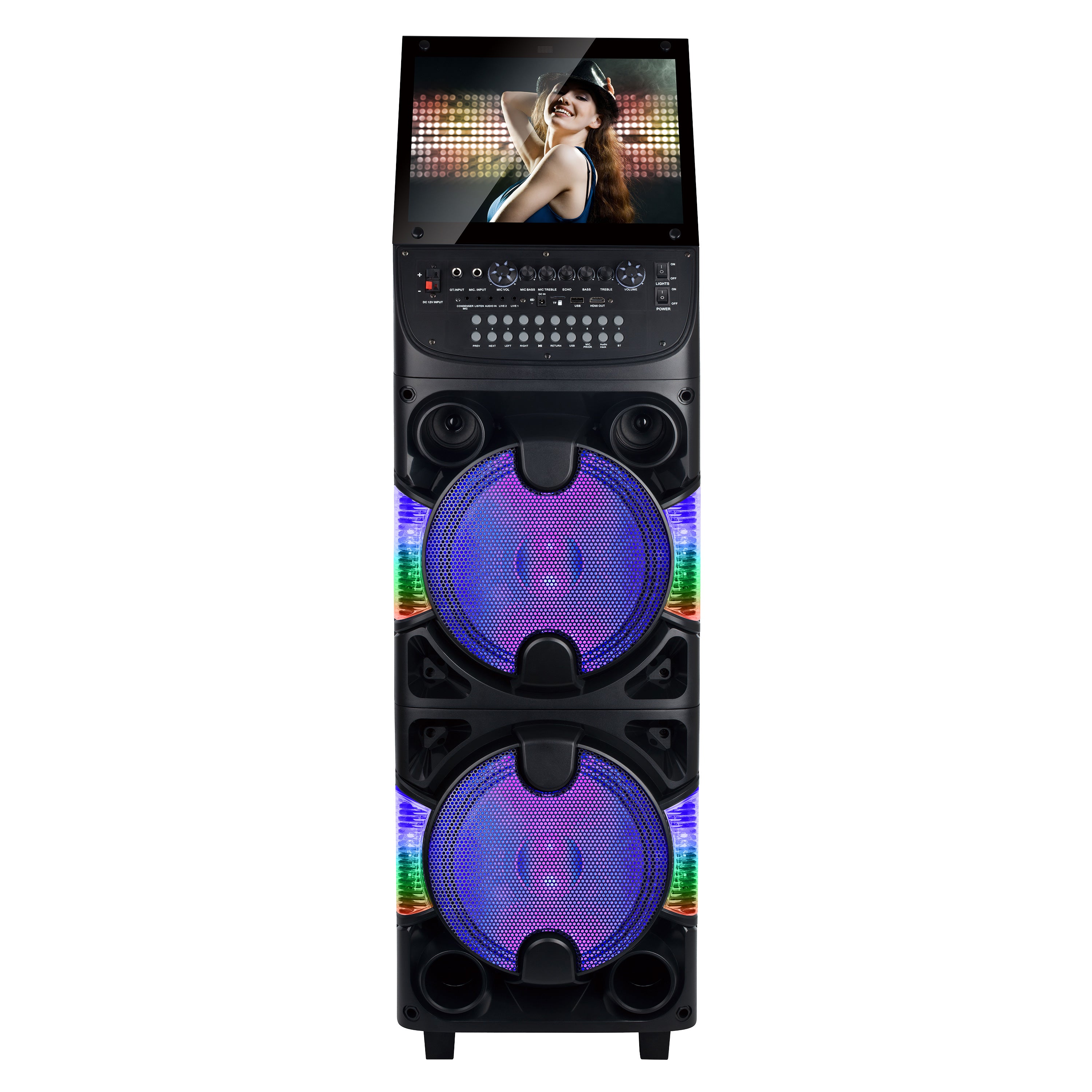 QFX PBX 220W Dual 10" PA Speaker  Karaokee 14" WiFi Touchscreen