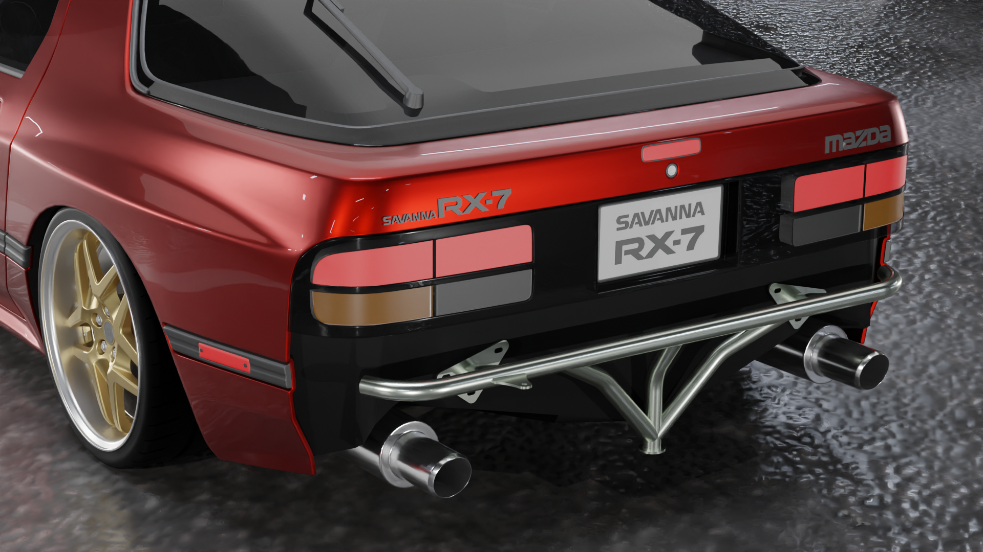 TRUE FOCUS FABRICATION Mazda RX 7 FC   Rear Standard Bash Bar