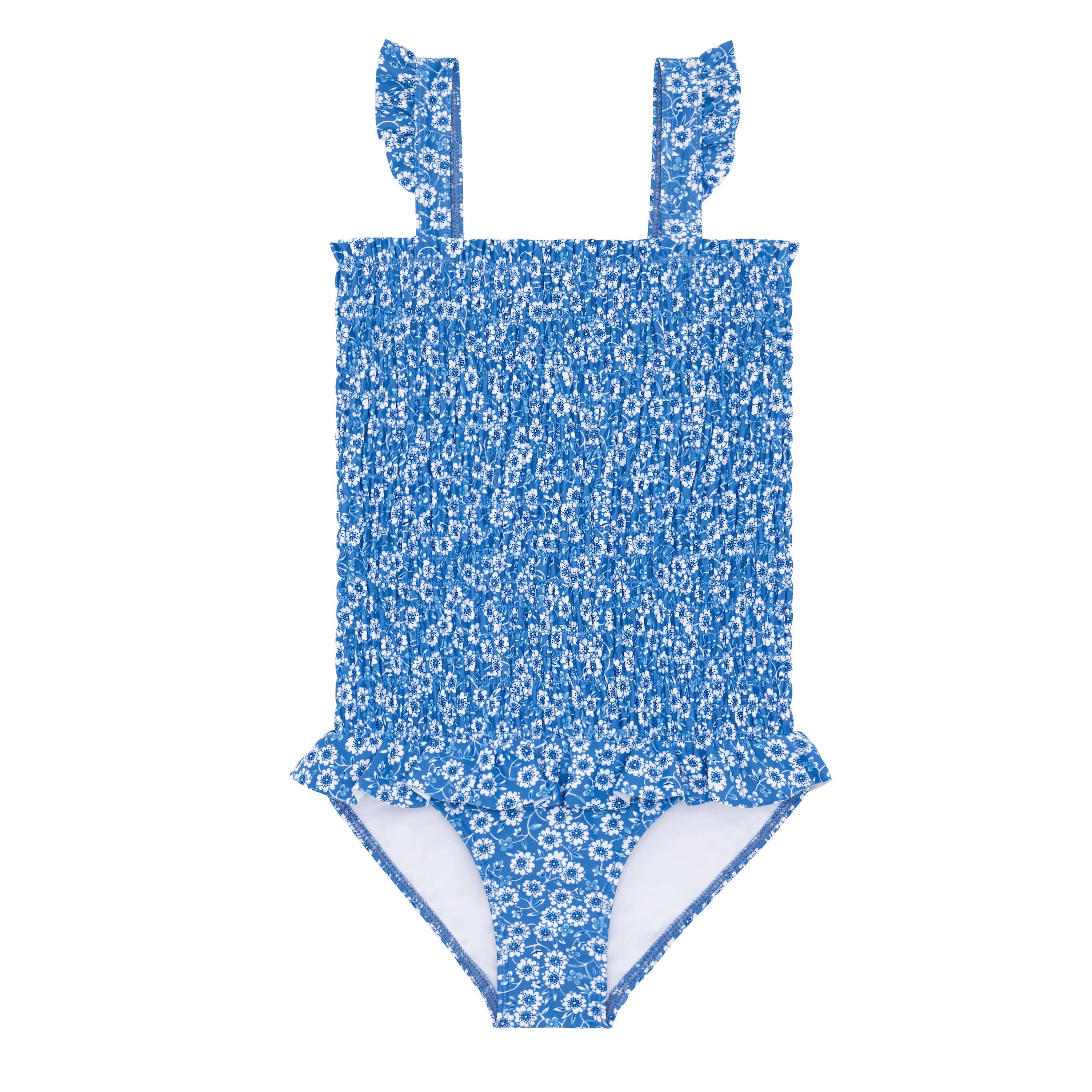 MINNOW Girls Rosebay Smocked One Piece with Ruffle Skirt