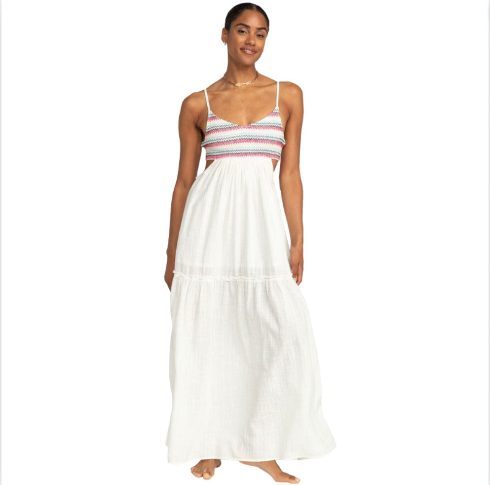 Roxy Hot Tropics Flowy Maxi Dress   Snow White
